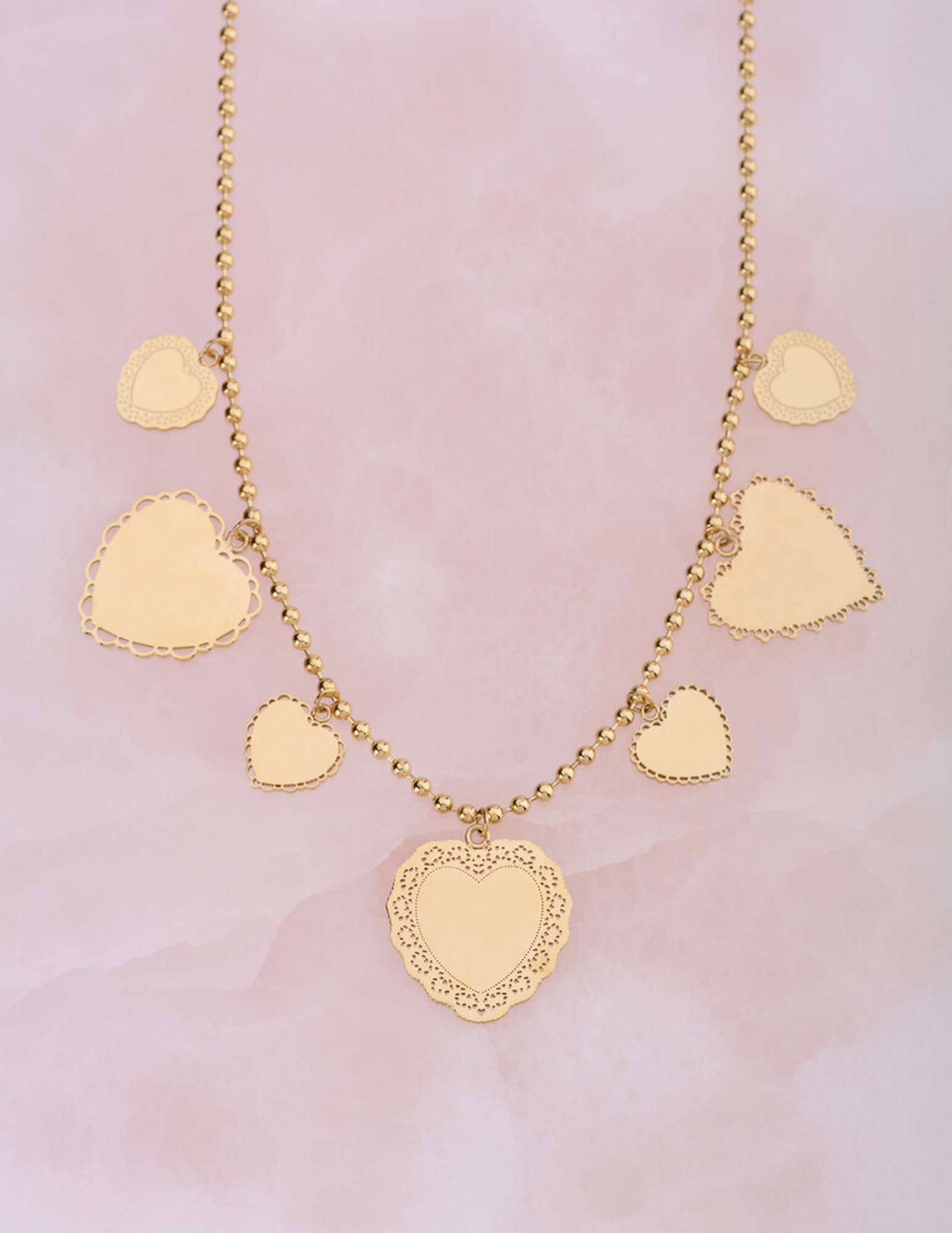 My Jewellery Love ketting met zeven hartjes MJ15279 Goud
