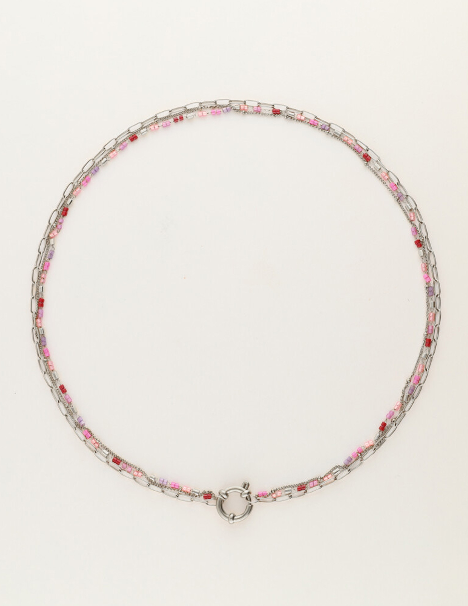 My Jewellery Sunrocks ketting roze MJ12201 Zilver