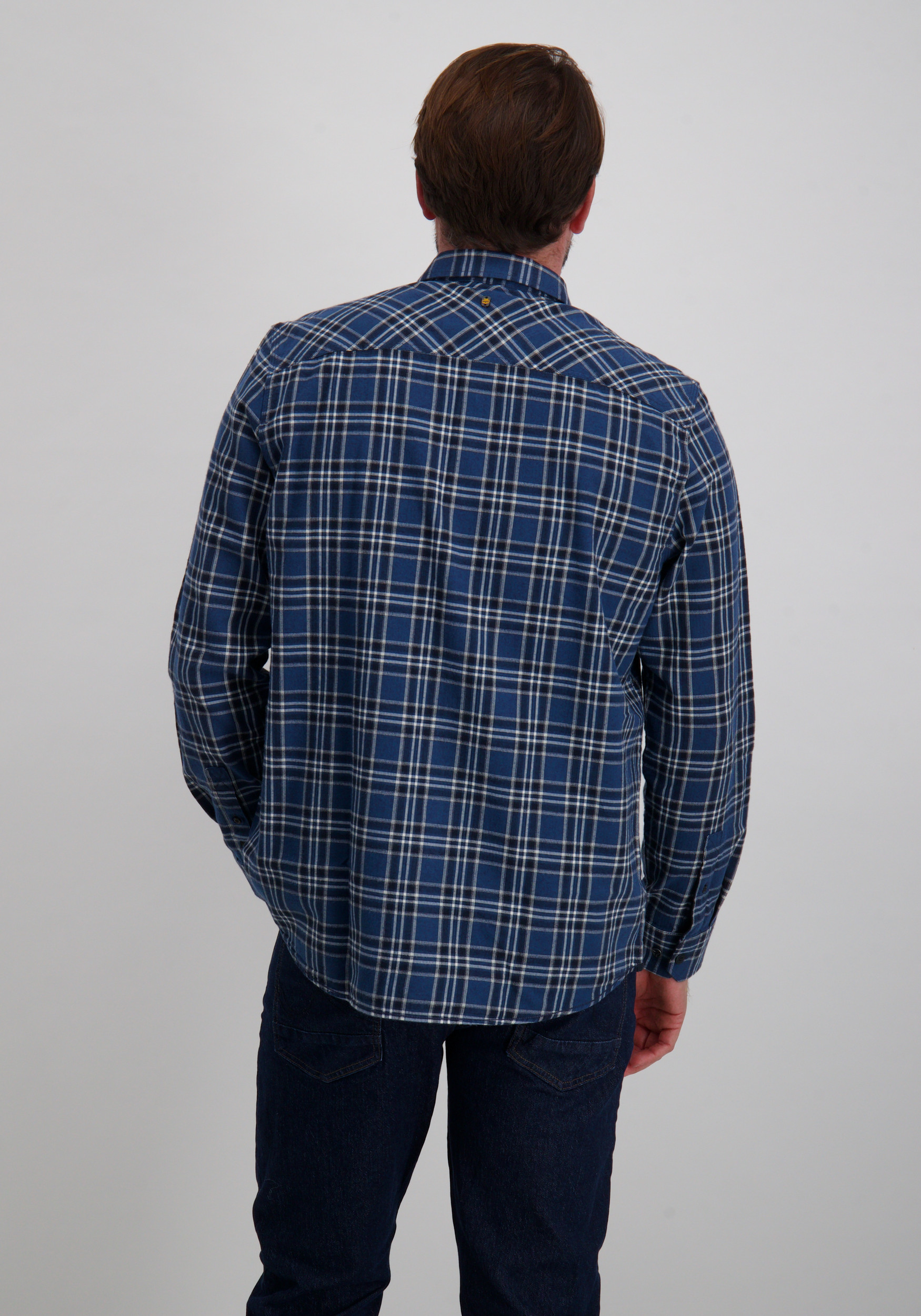 PME Legend Overhemd geruit PSI2510201 Donker blauw