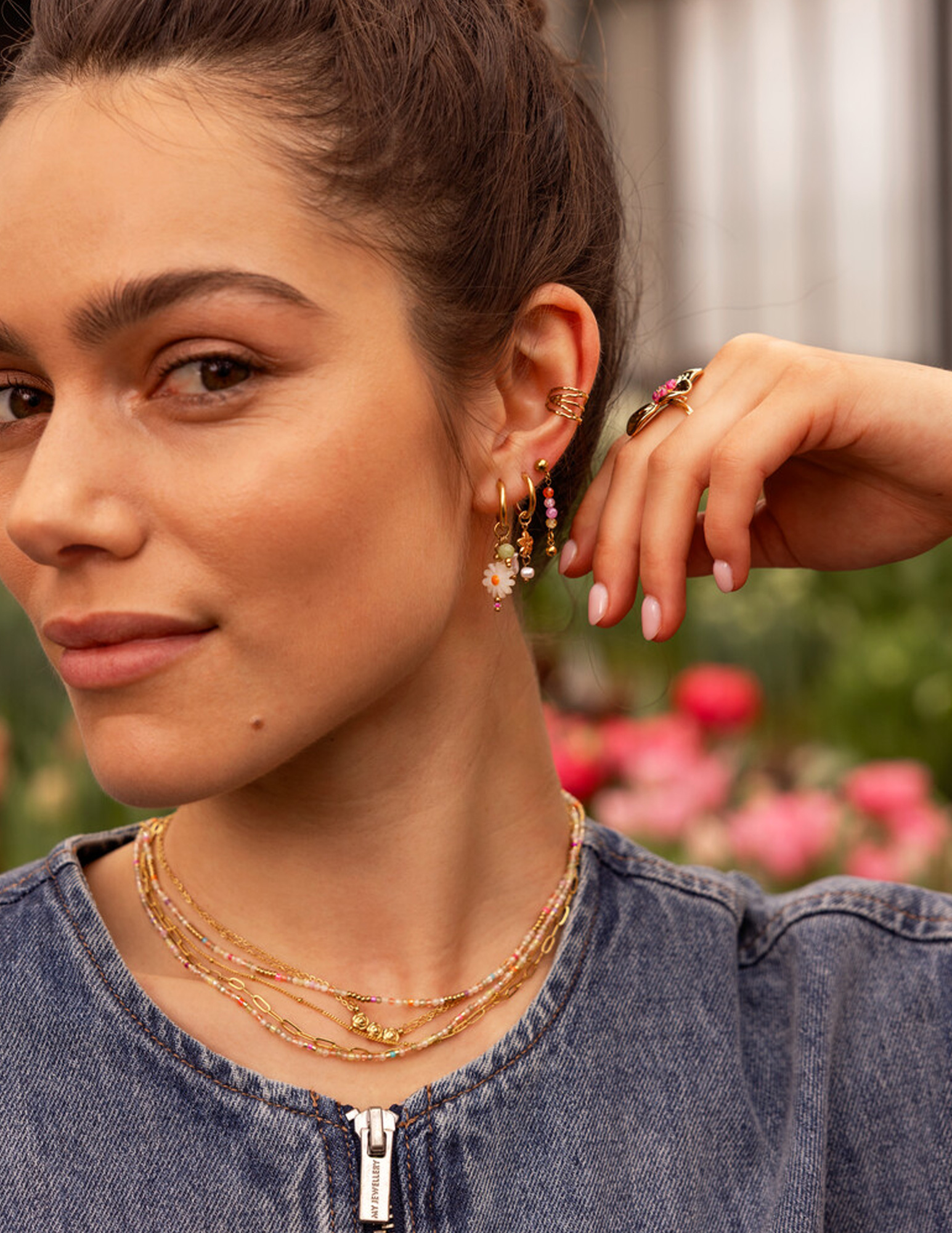 My Jewellery Botanical oorringen met bloemen MJ15443 Goud