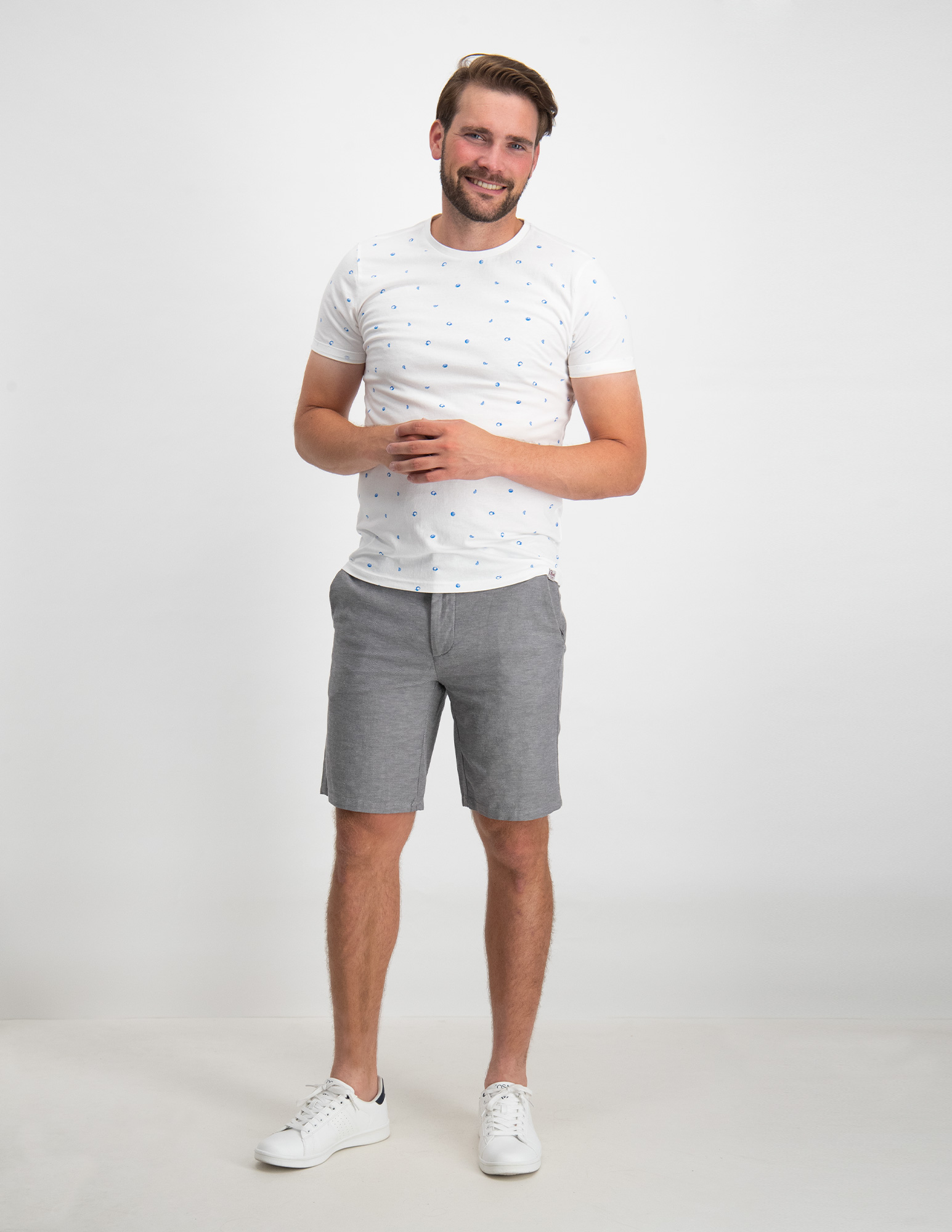 Petrol T-shirt met print M-1030-TSR687 Wit