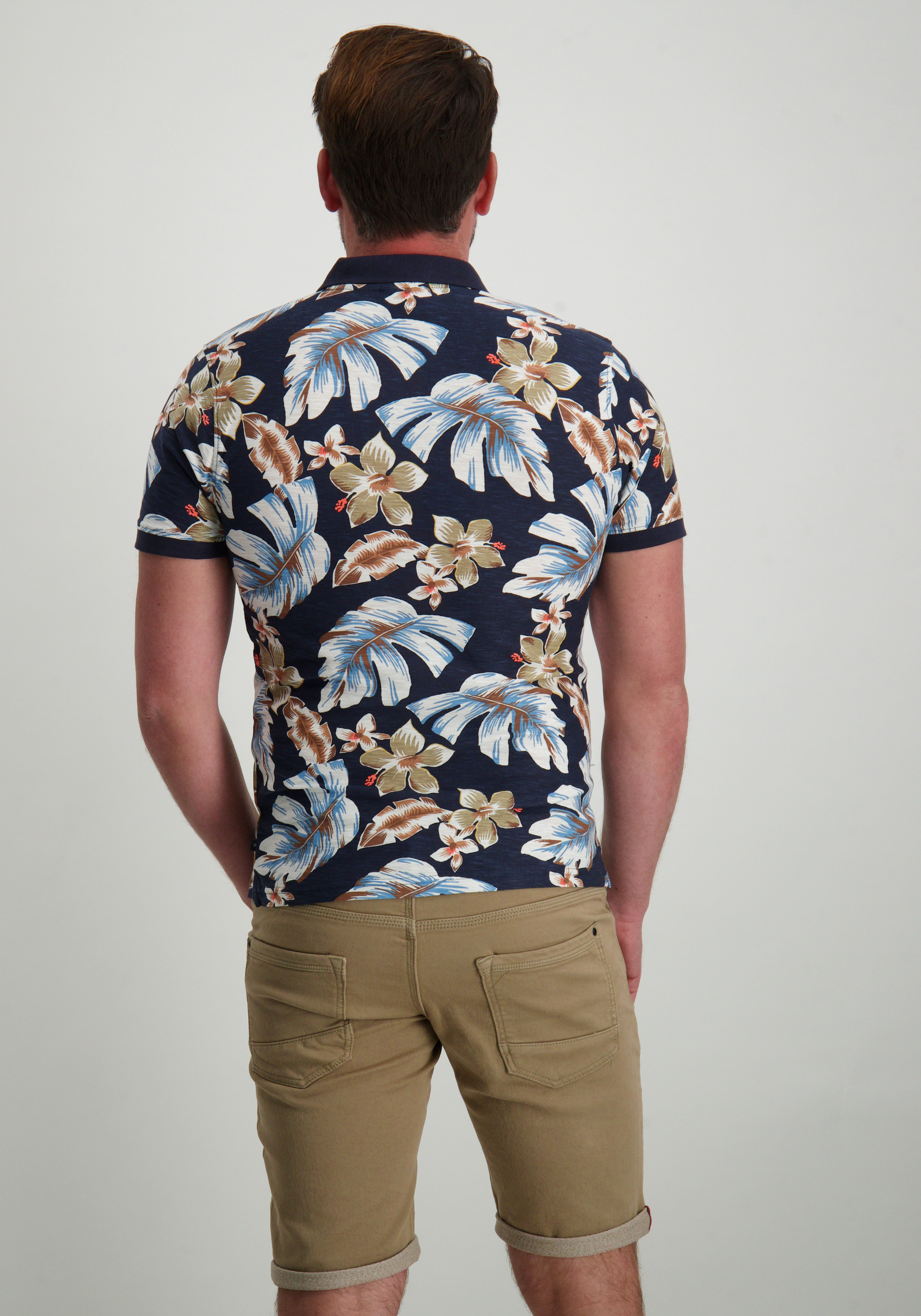 Petrol Polo all-over print M-1050-POL908 Donker blauw