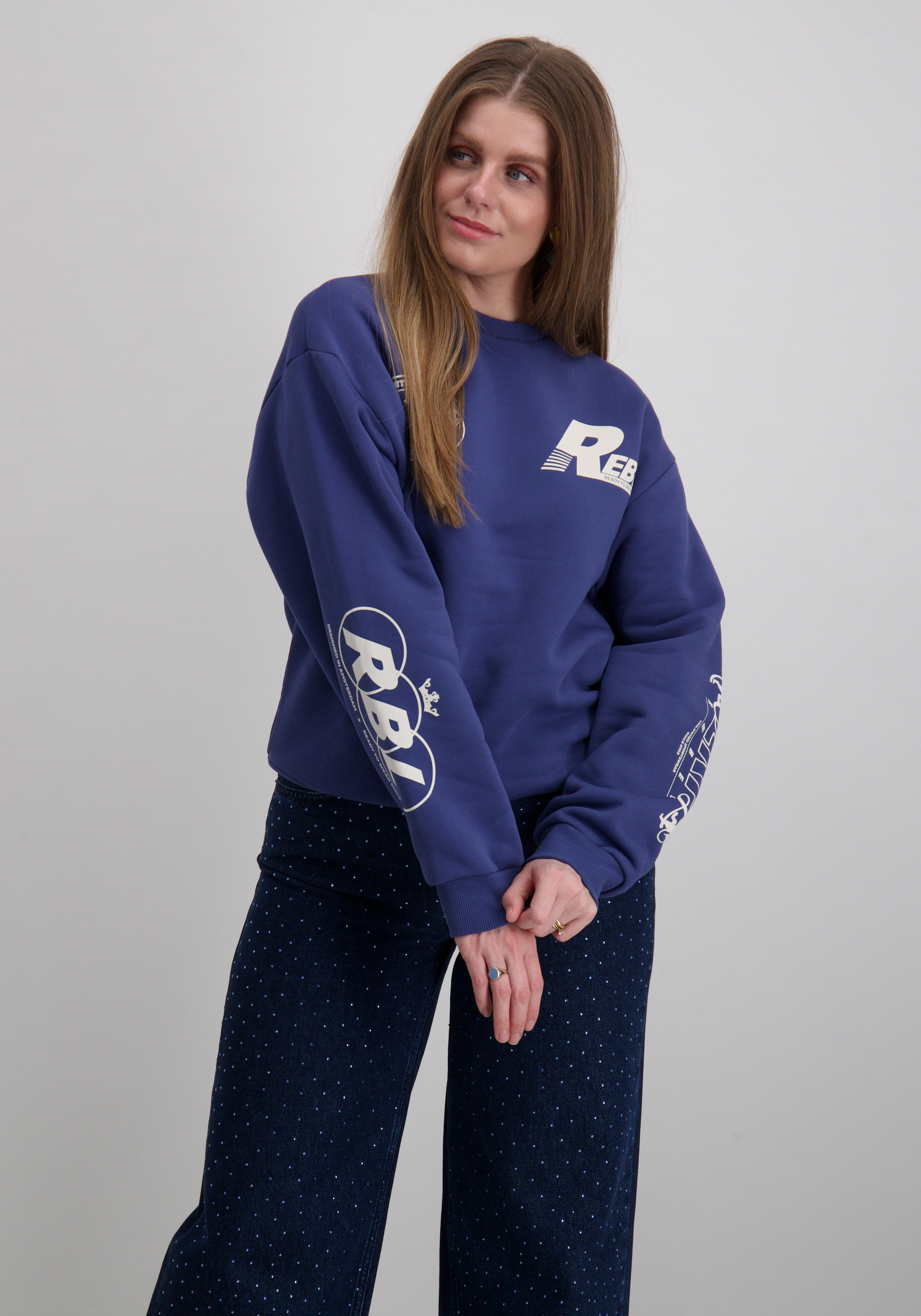 Colourful Rebel Sweater Logo's WS417202 Raf blauw