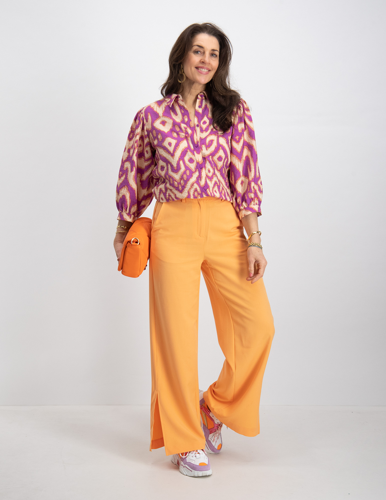 Vero moda Broek Troiantaia 10287569 Oranje