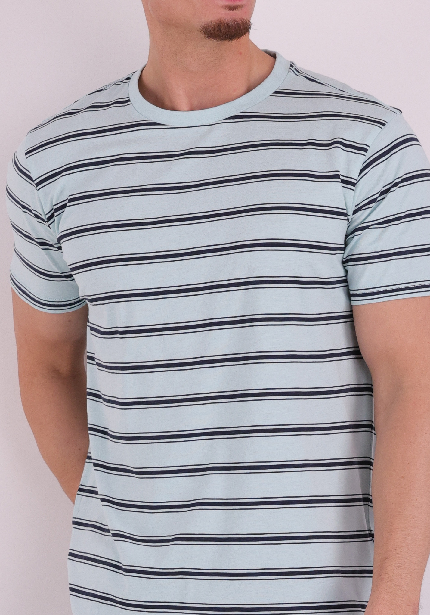 Petrol T-shirt gestreept M-1060-TSR120 Licht blauw