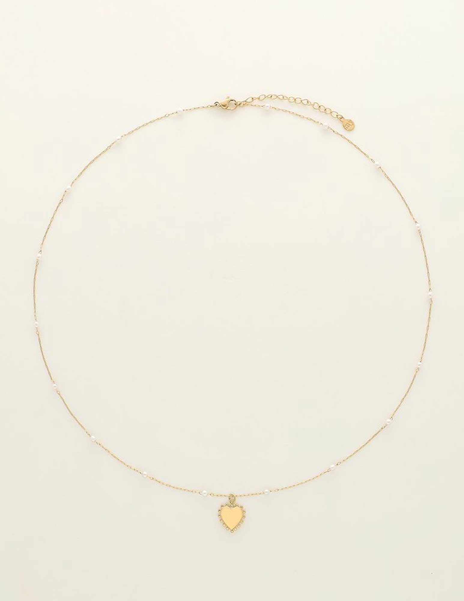 My Jewellery Ketting met hartjes bedel en parels MJ09228 Goud