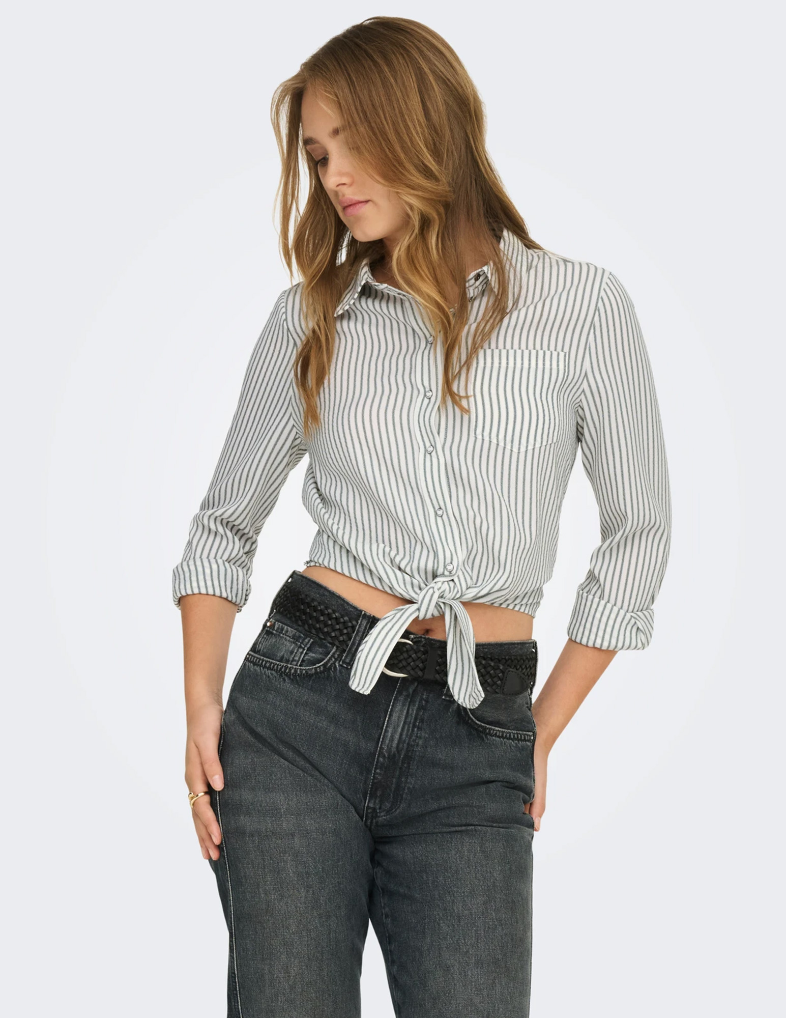 Only Blouse Lecey gestreept 15195910 Donker groen