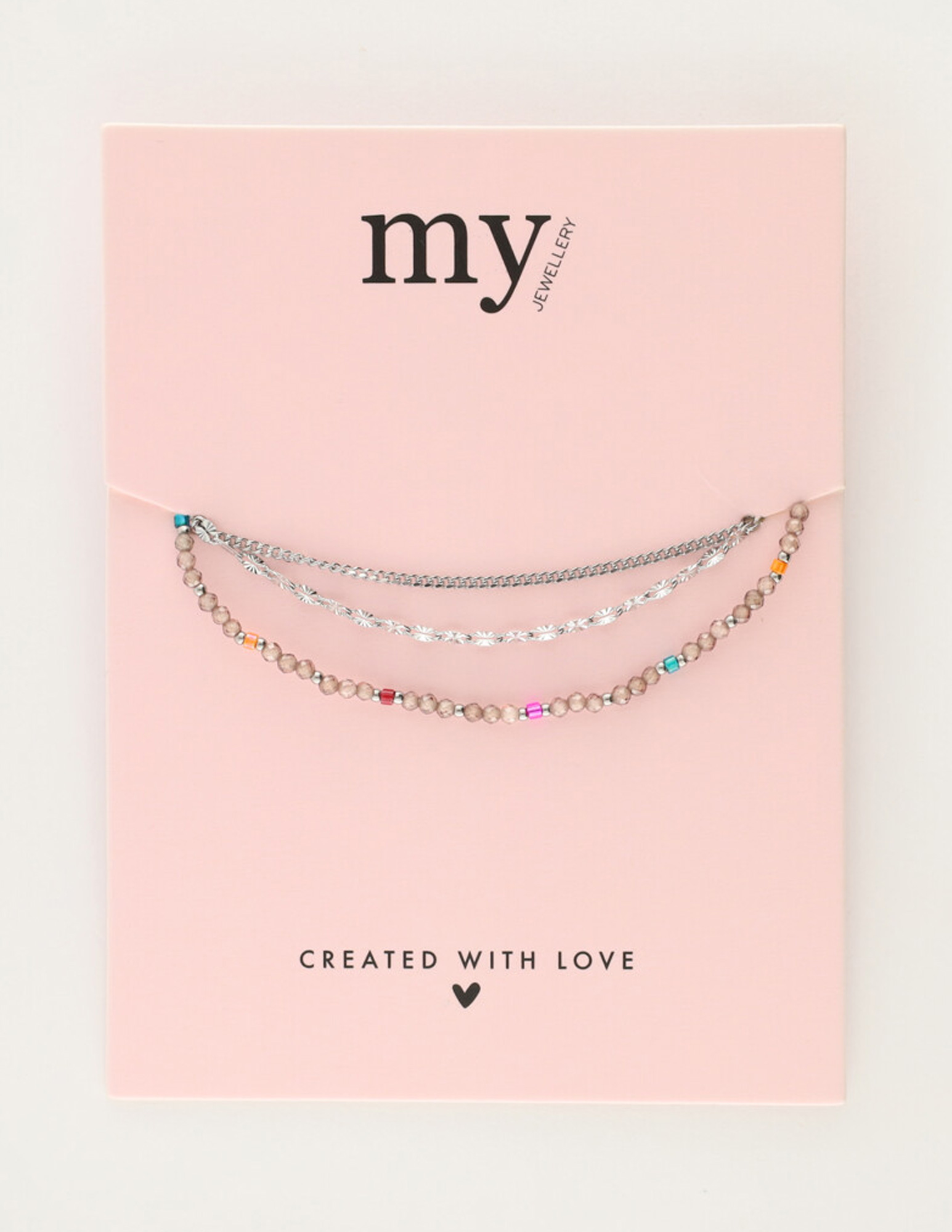 My Jewellery Sunrocks armband taupe MJ12213 Zilver