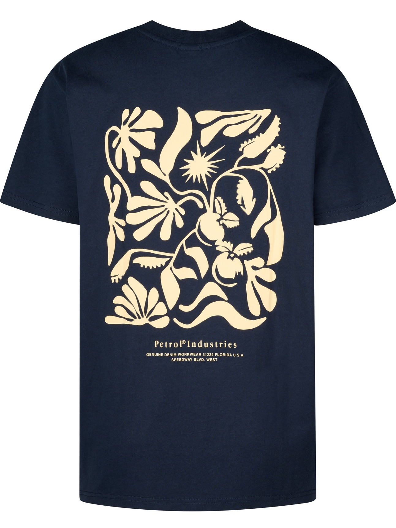 Petrol T-shirt met opdruk M-1050-TSR621 Donker blauw