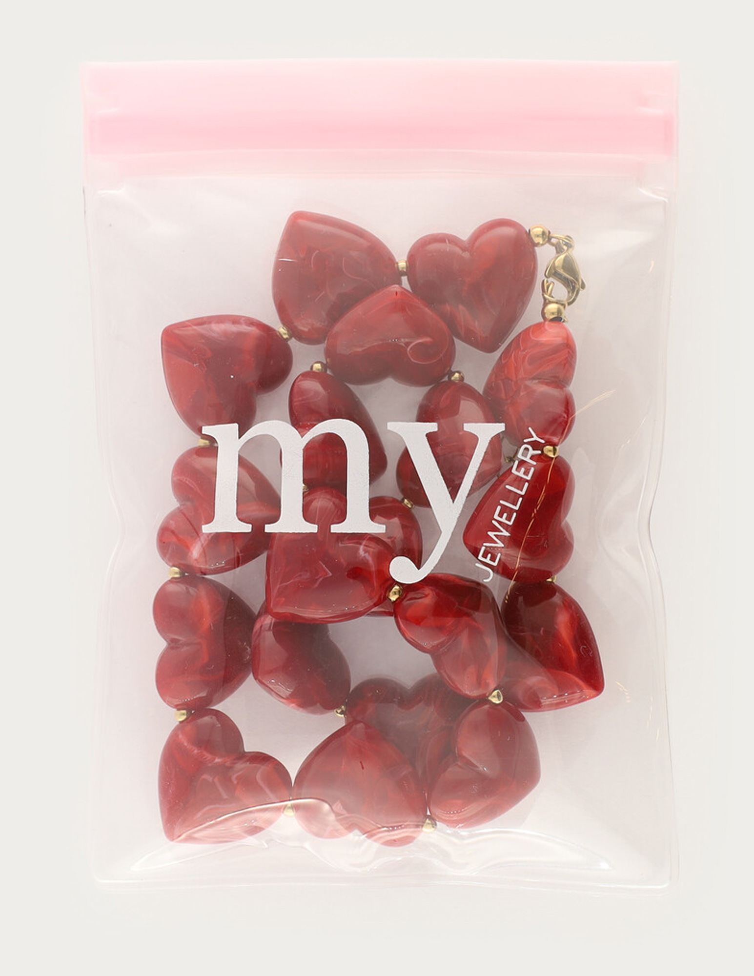 My Jewellery Statement ketting met hartjes MJ14378 Rood