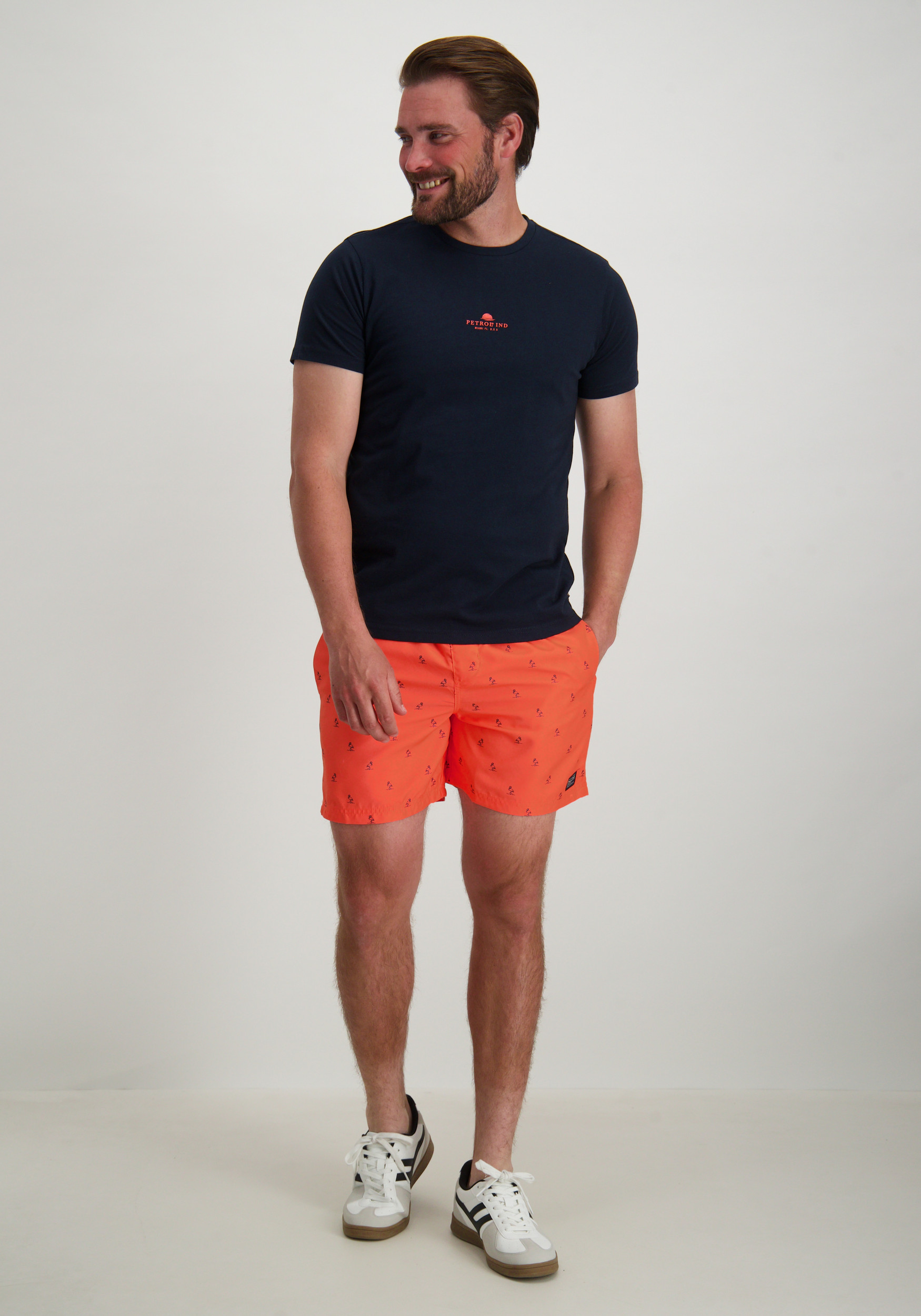 Petrol T-shirt Classic print M-1050-TSR117 Donker blauw