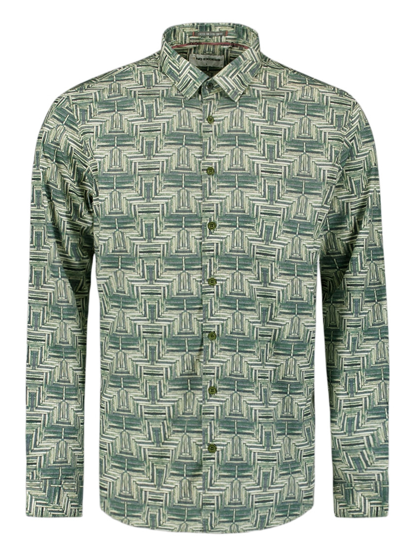 No Excess Overhemd all-over print 29450701 Donker groen