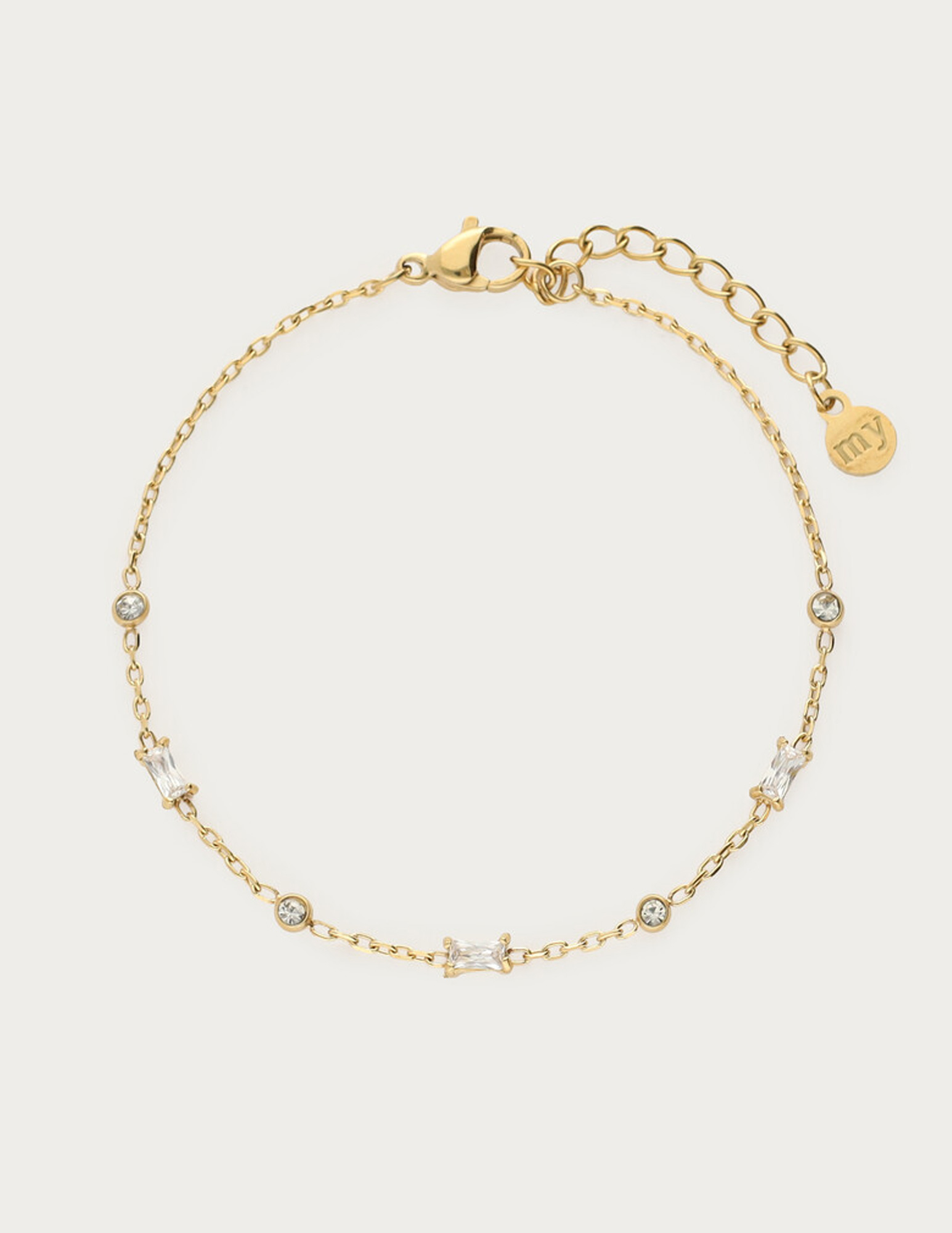 My Jewellery Armband met ronde en vierkante strass MJ14835 Goud