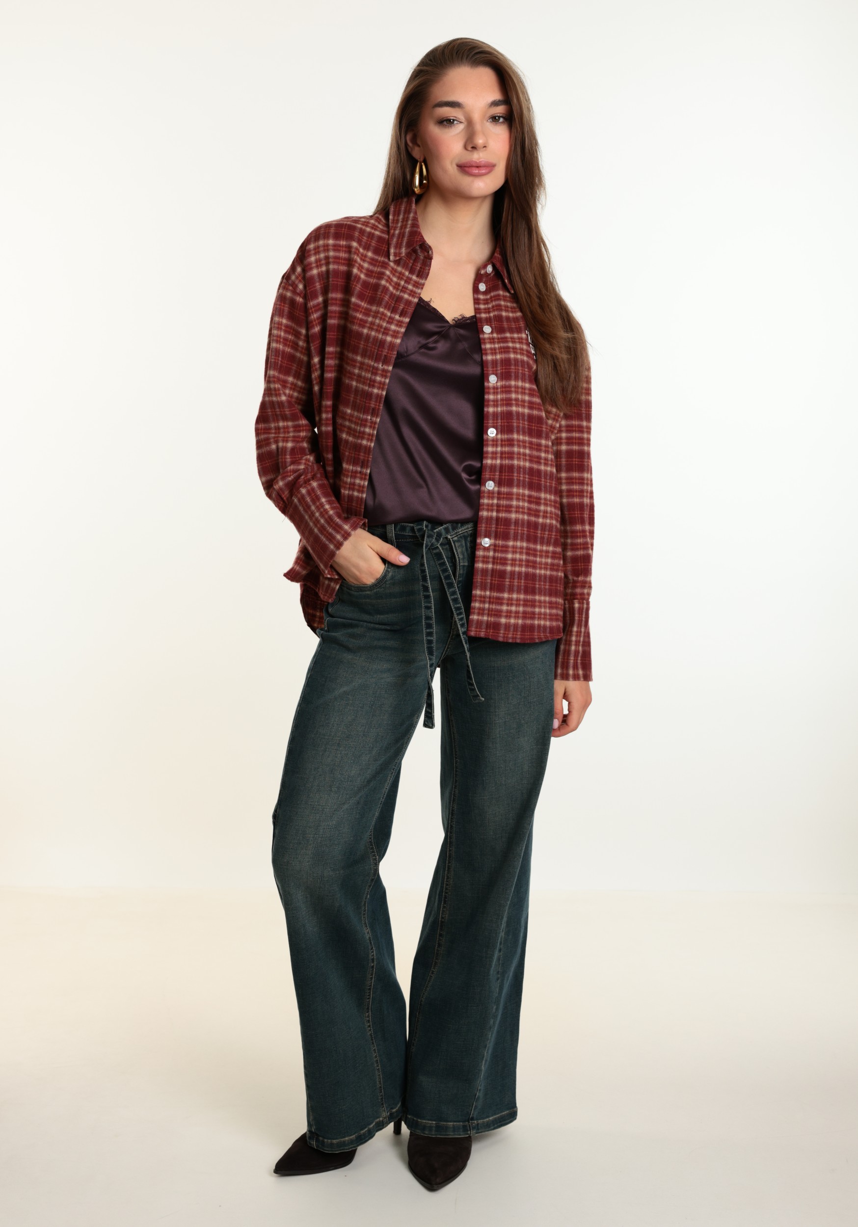 Colourful Rebel Blouse Talia checked WB118043 Rood