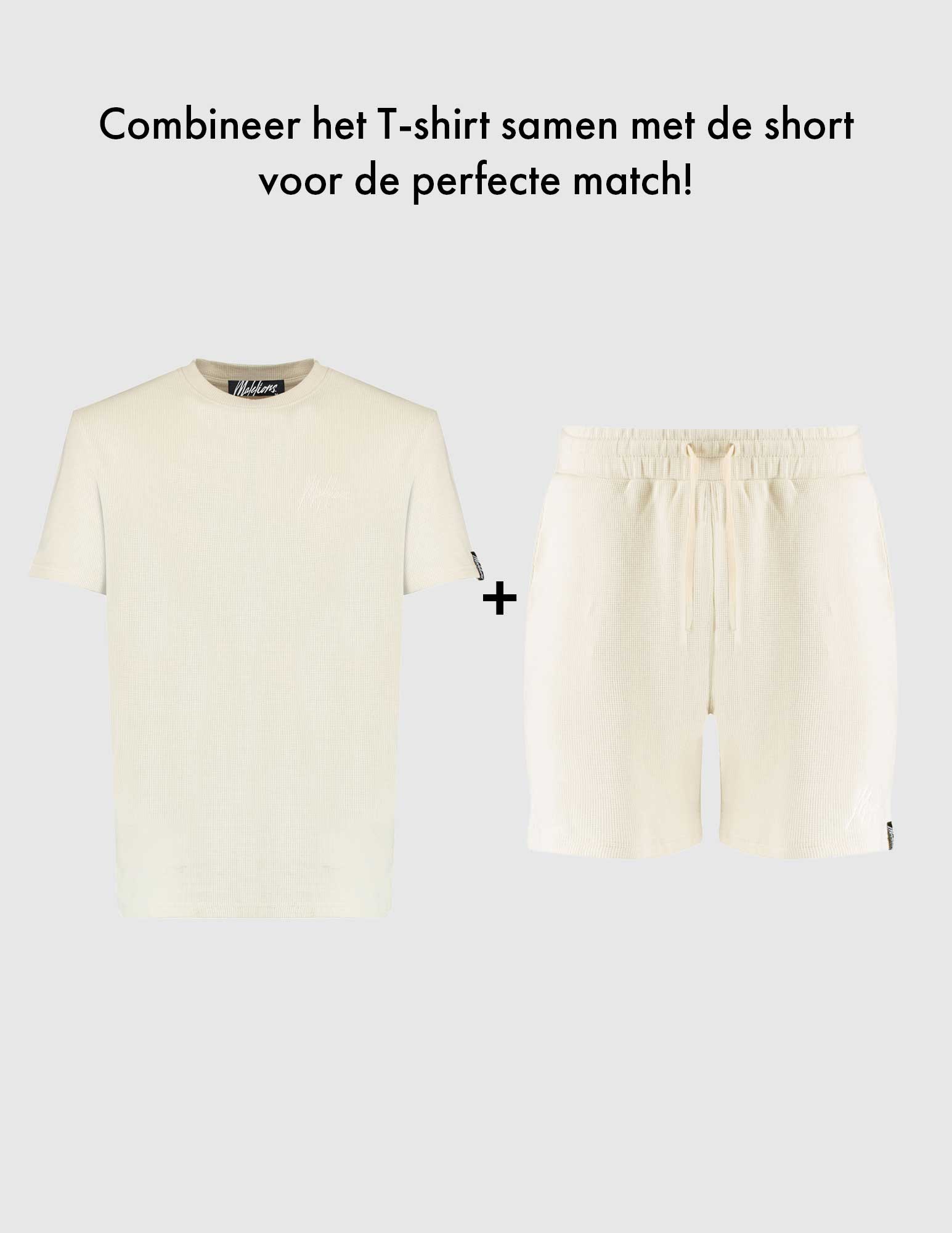 Malelions Short signature waffle MM2-SS25-34 Beige