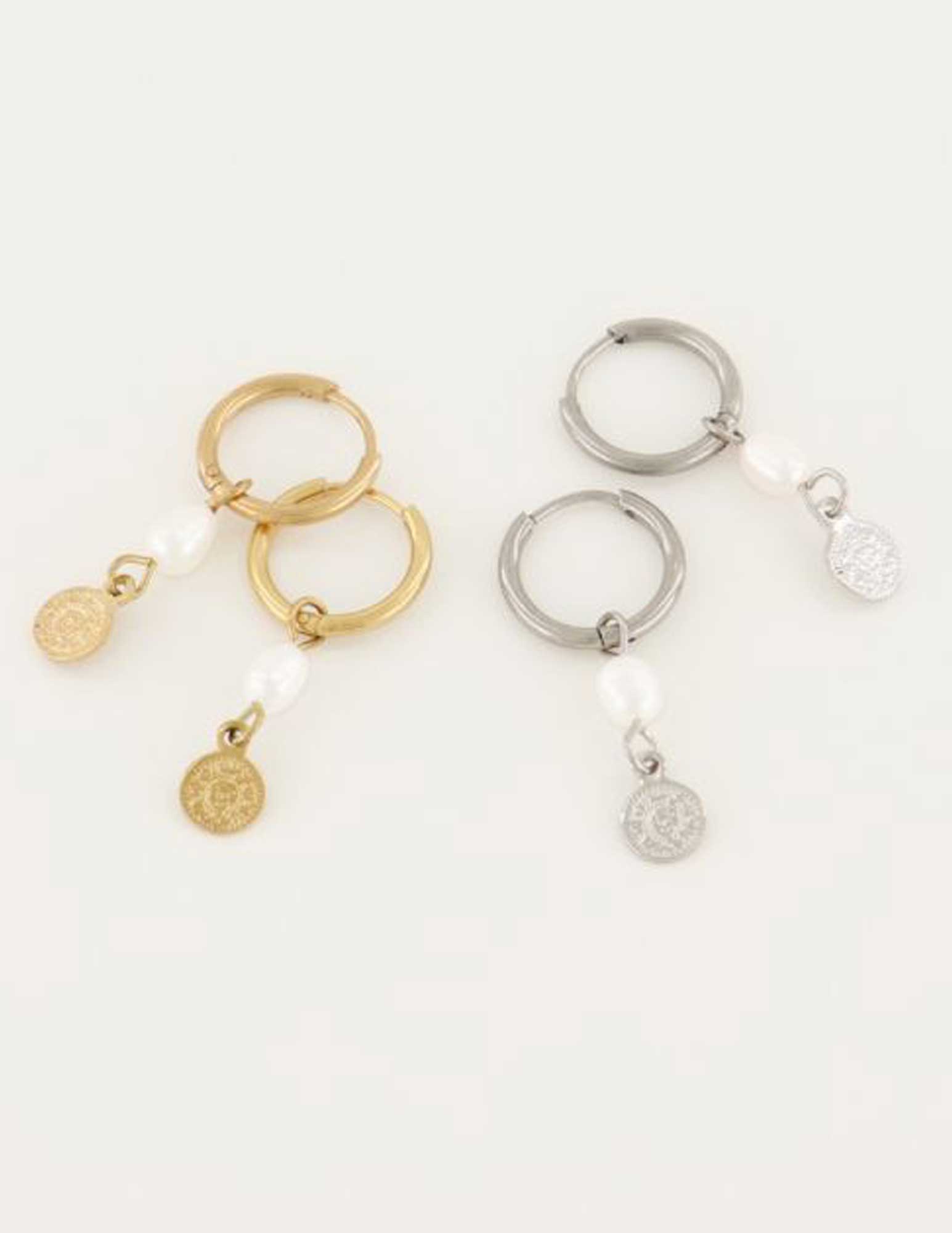My Jewellery Oorringen parel en munt MJ05377 Goud