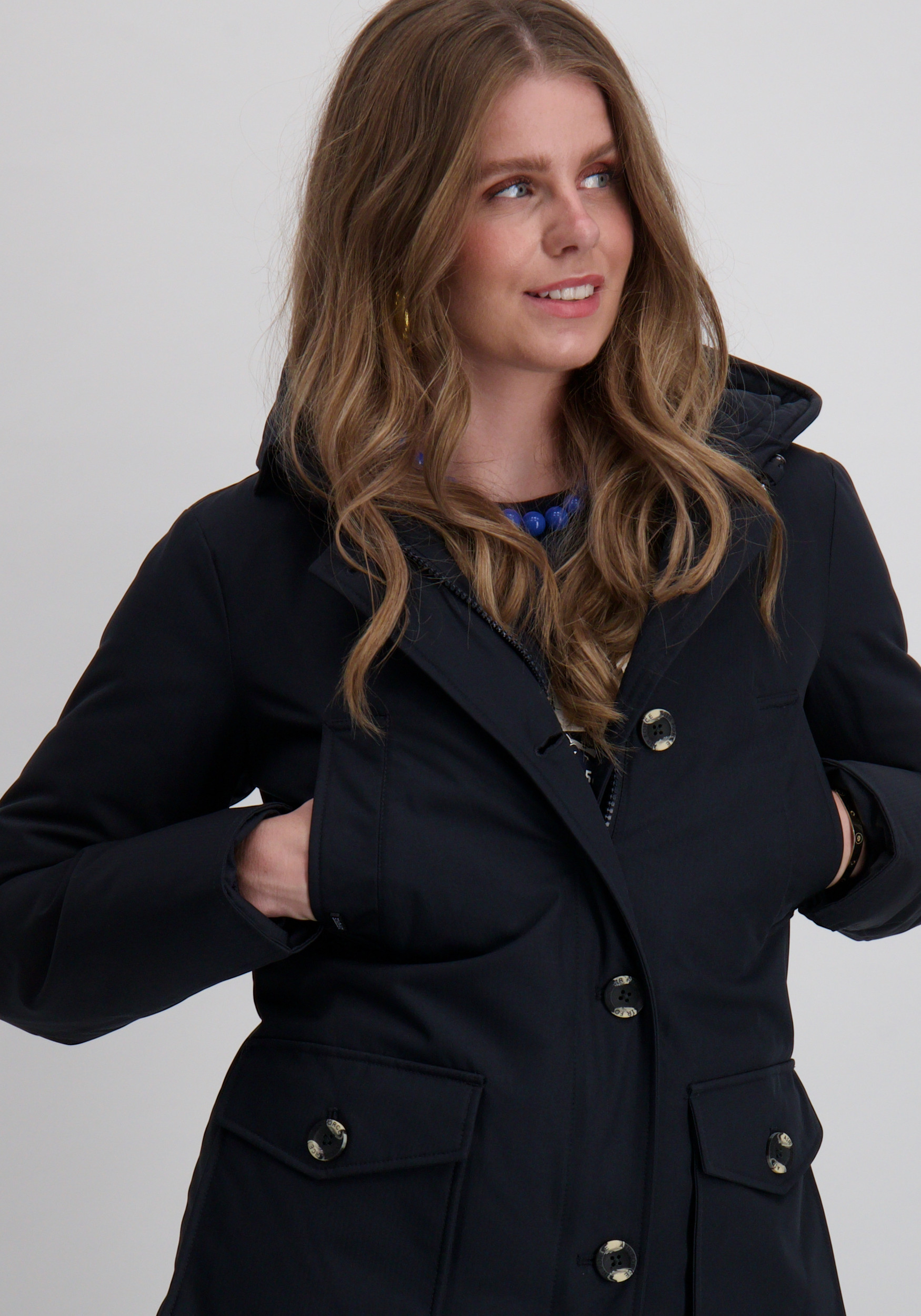 AIRFORCE Winterjas 4 Pocket Parka Herringbone HRW0437 Donker blauw