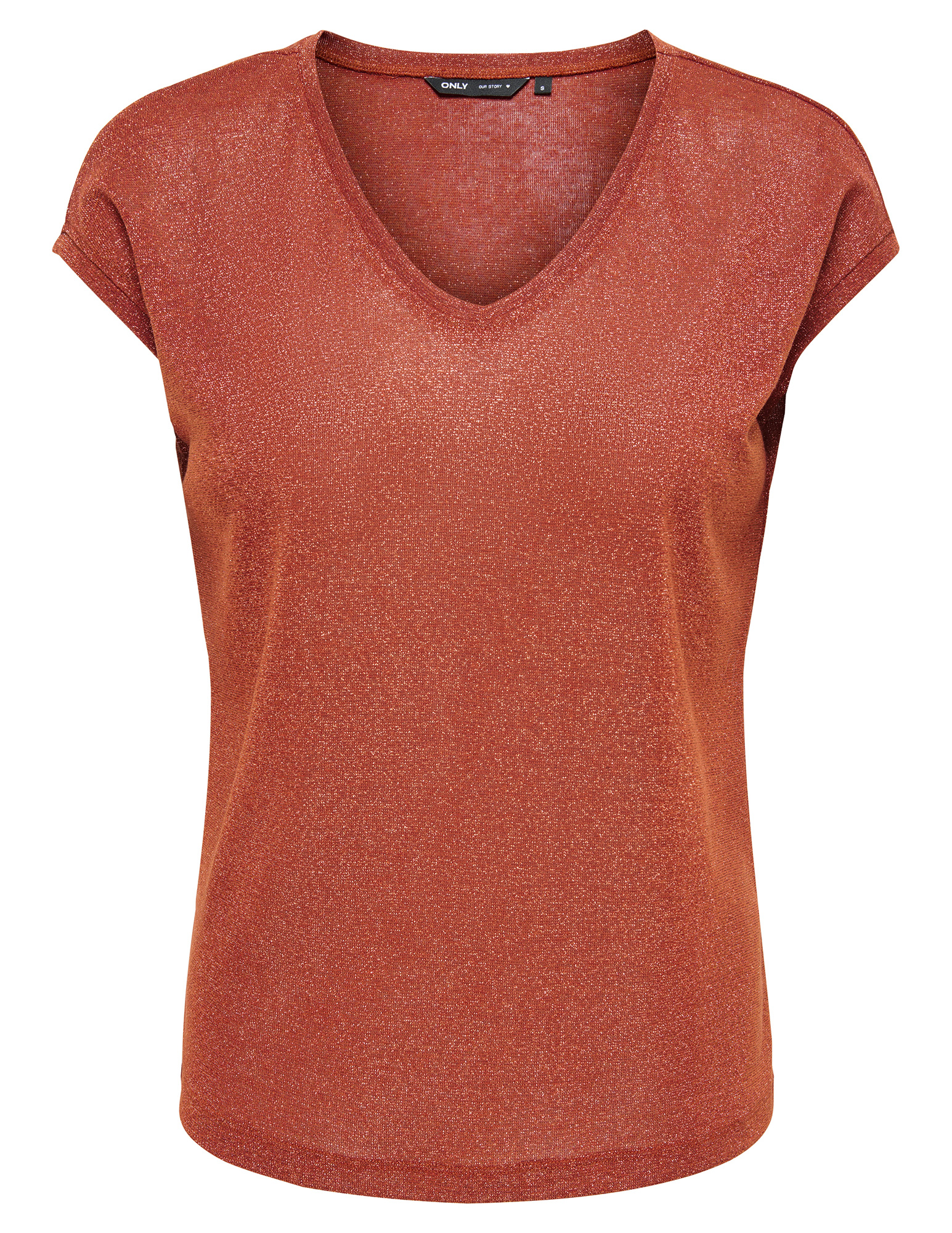 ONLY T-shirt Silvery lurex 15136069 Steenrood