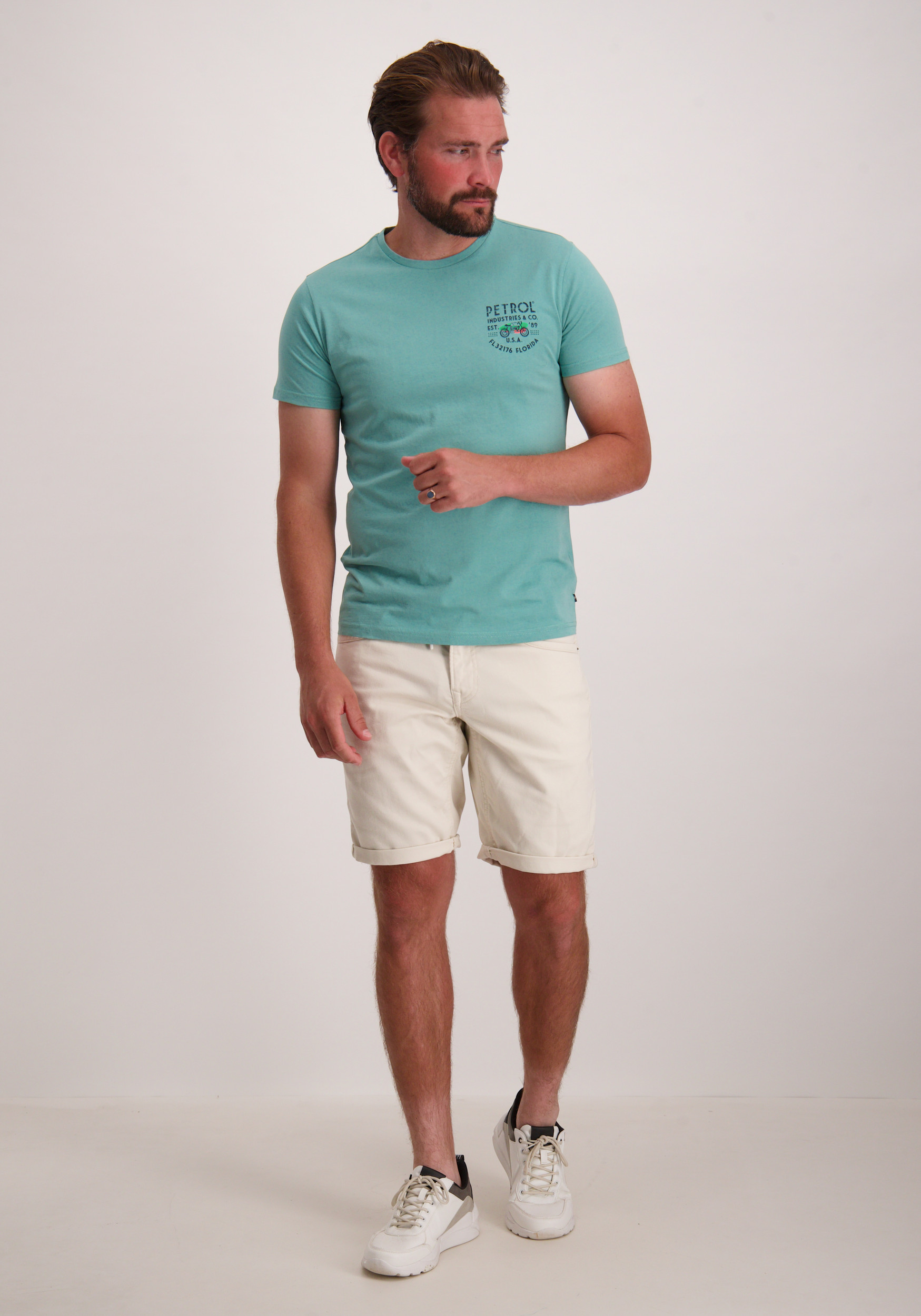Petrol T-shirt Classic print M-1050-TSR603 Turquoise