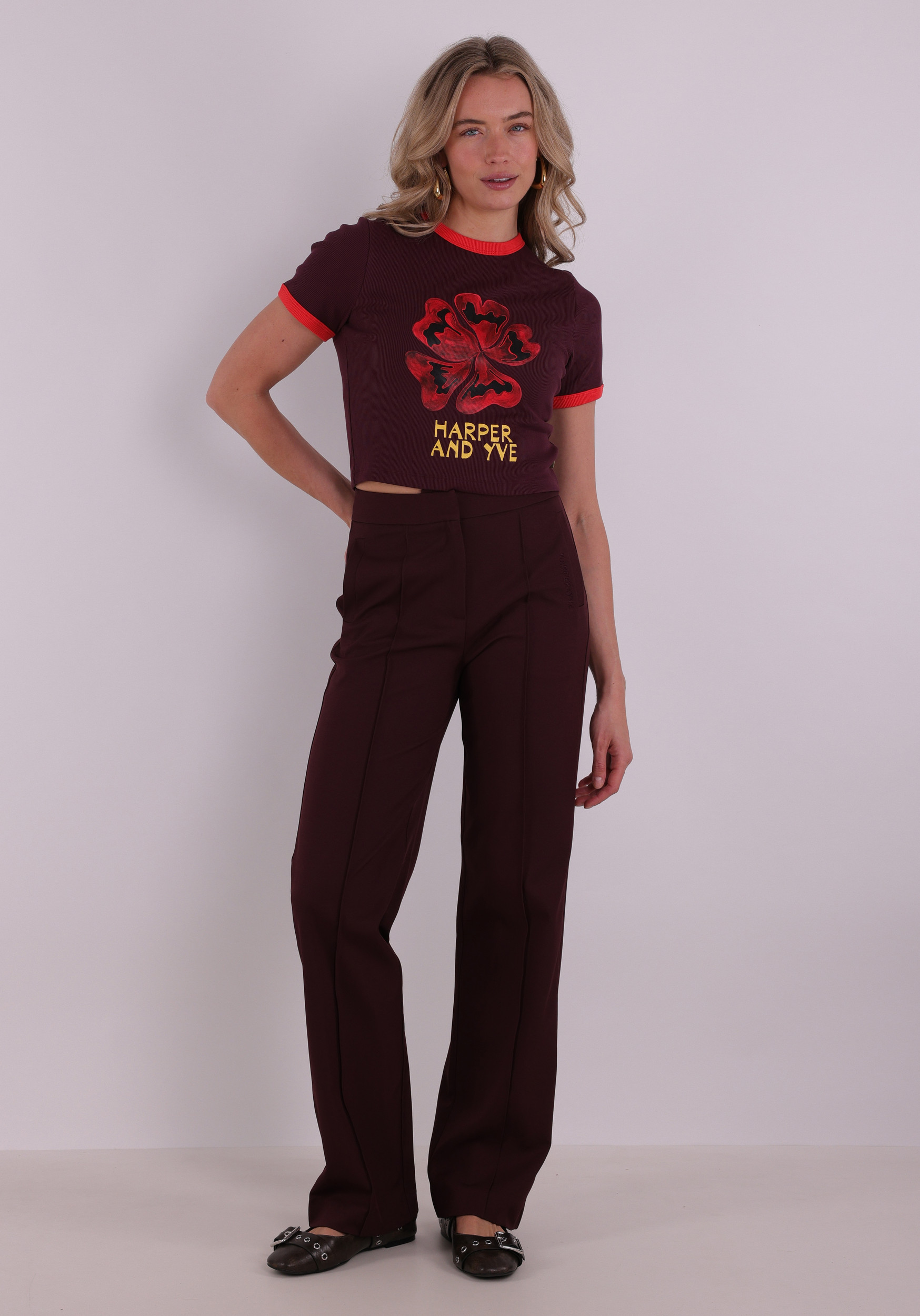 Harper & Yve T-shirt Desert flower SS6Y305 Donker Paars