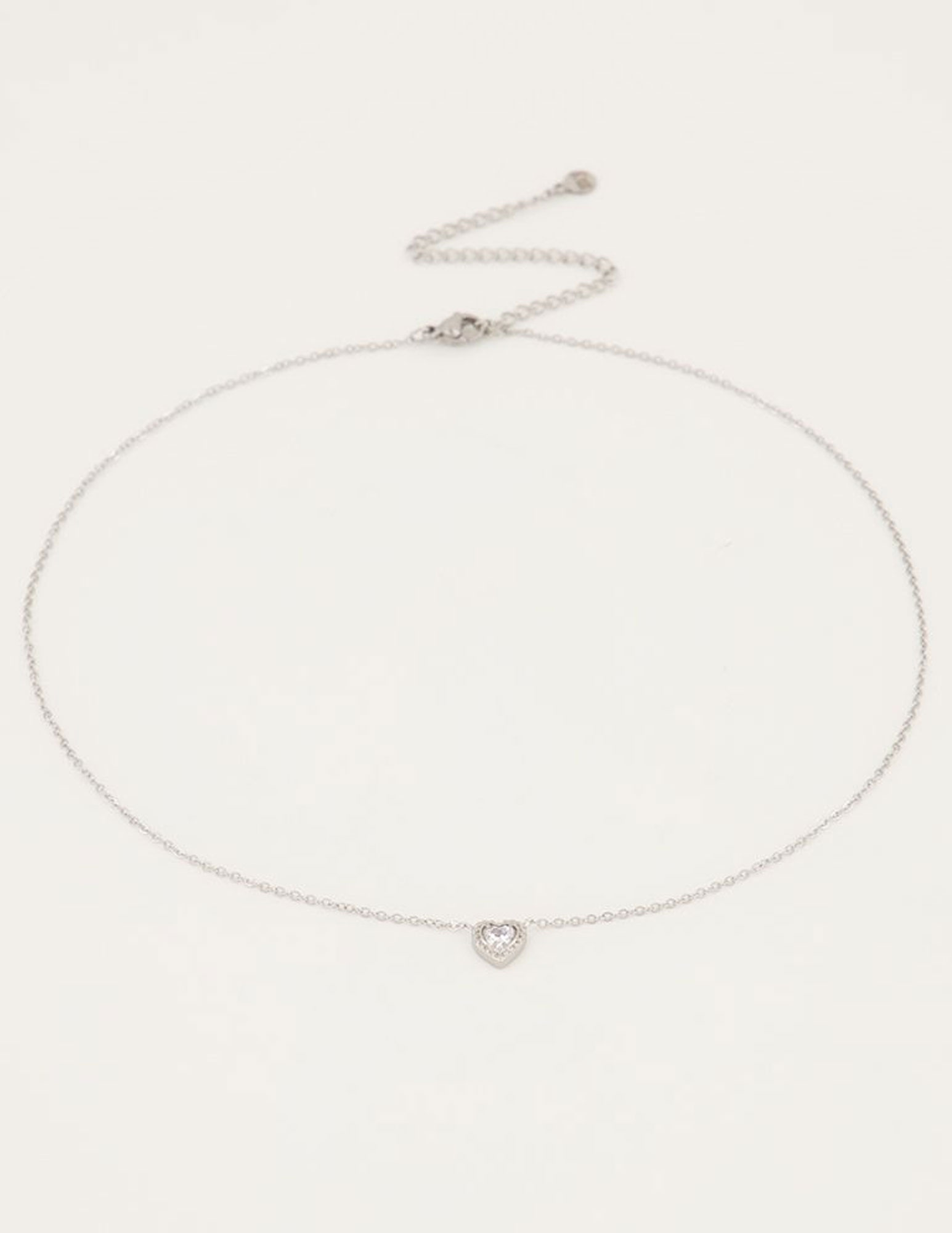 My Jewellery Ketting met strass hartje  MJ04777 Zilver