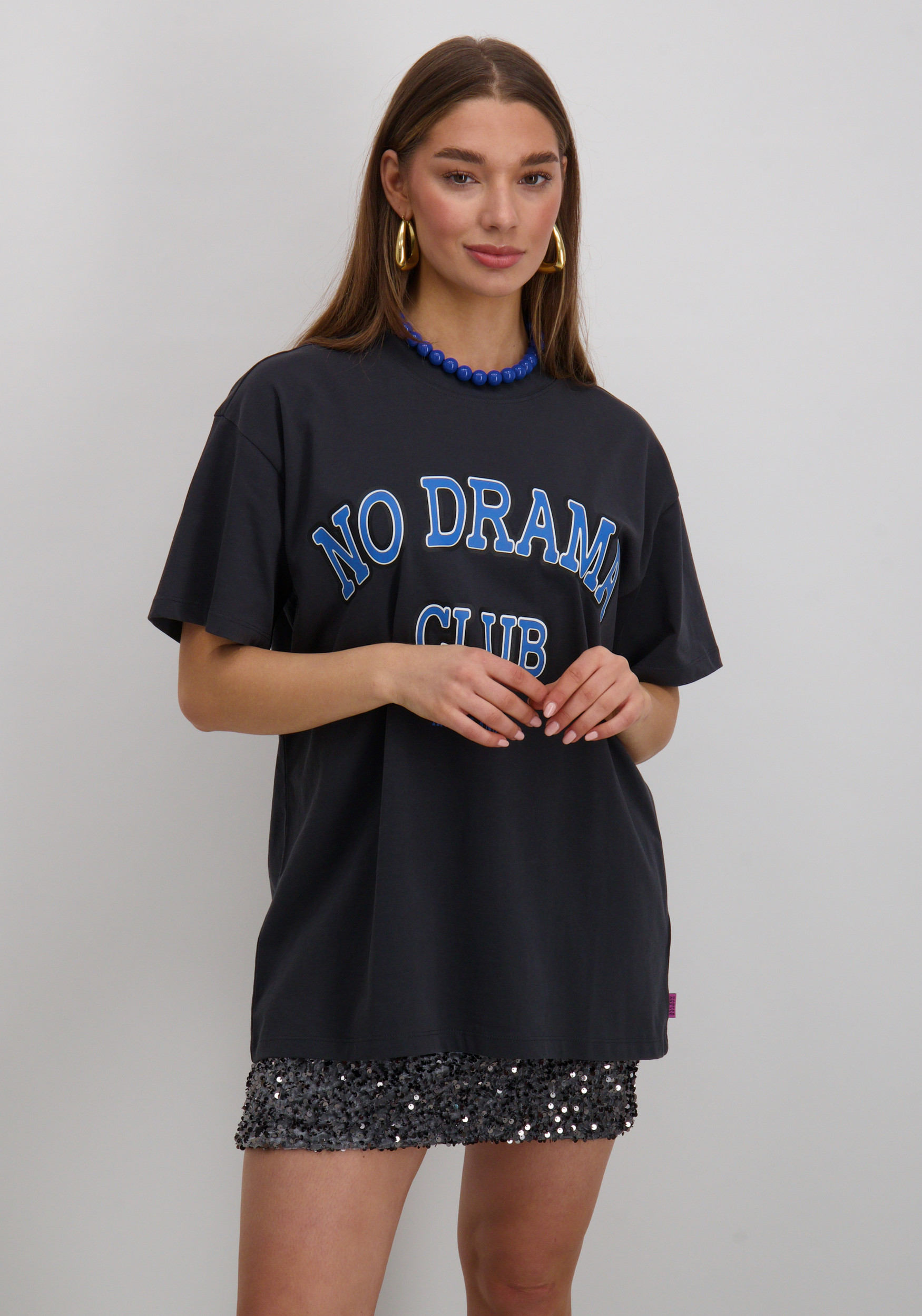 Harper & Yve T-shirt No drama club AW25Y307 Donker Grijs
