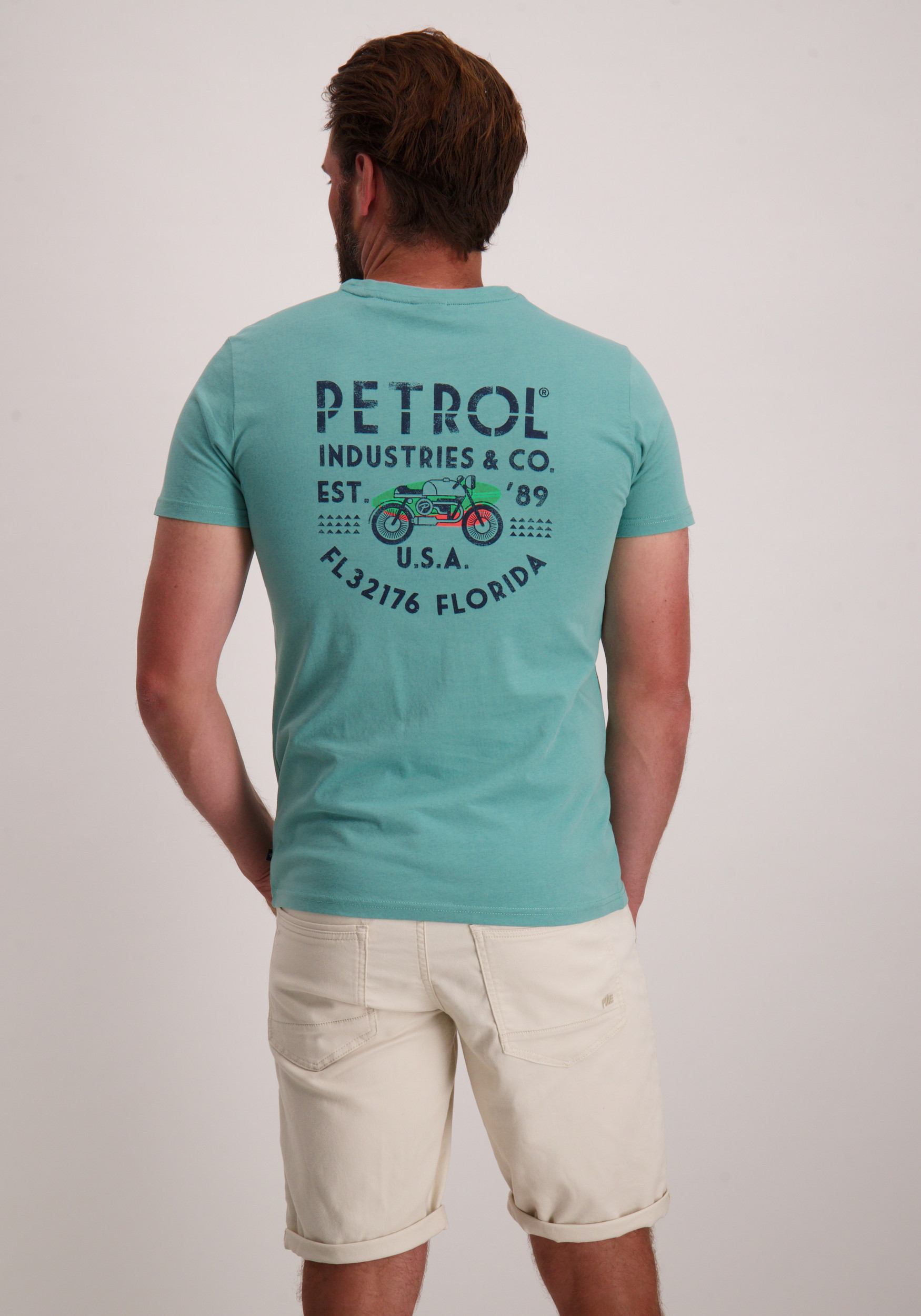 Petrol T-shirt Classic print M-1050-TSR603 Turquoise