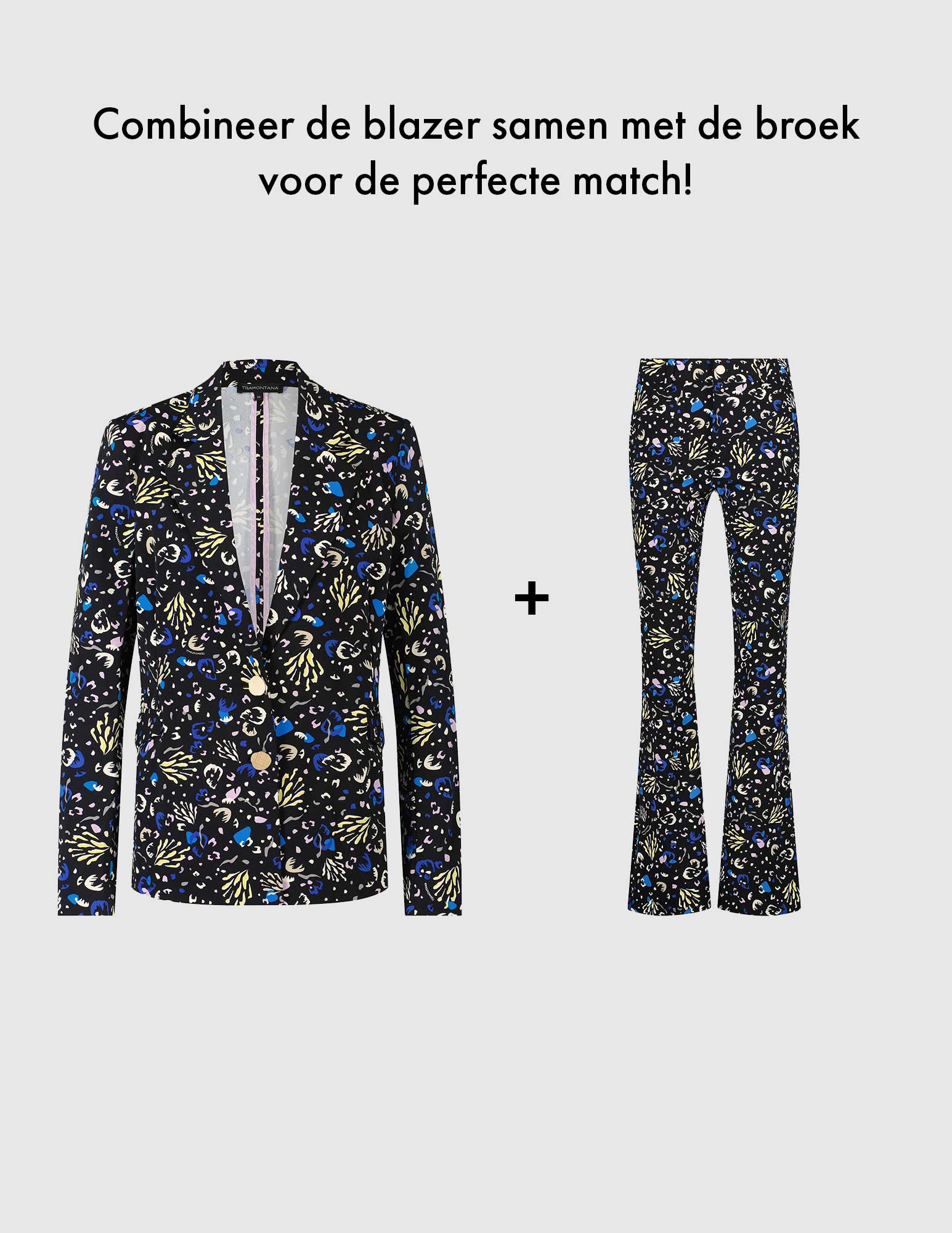 Tramontana Broek Abstracte bloemenprint Q07-09-101 Zwart