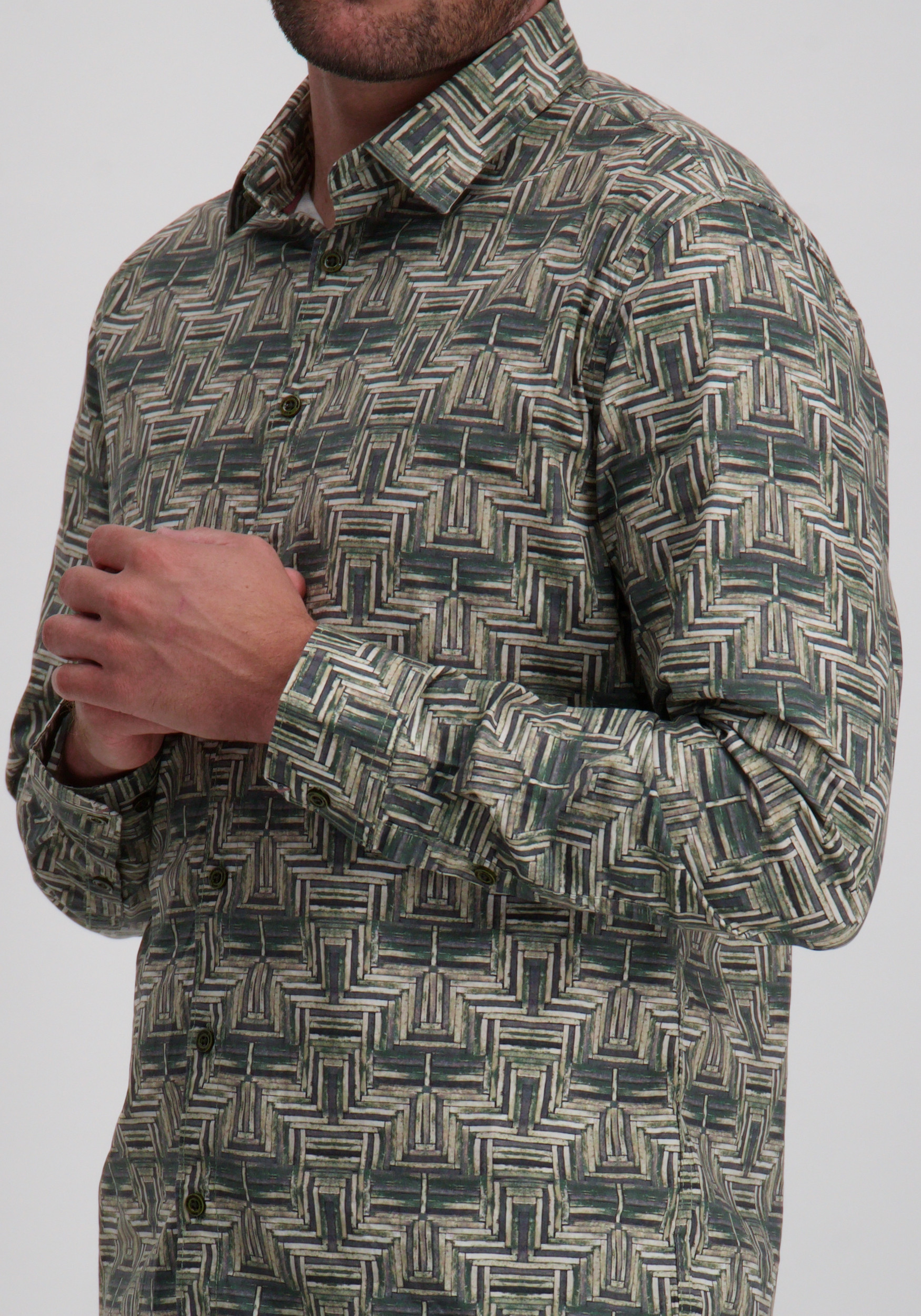 No Excess Overhemd all-over print 29450701 Donker groen