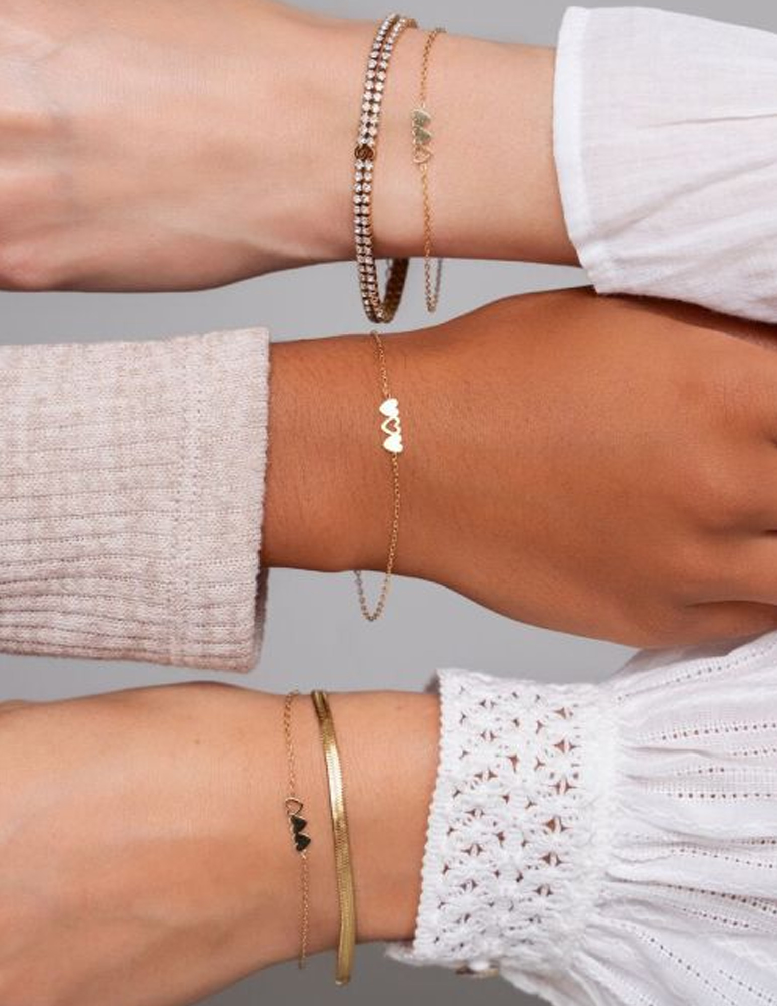 My Jewellery Armband set van 3 hart MJ09022 Goud