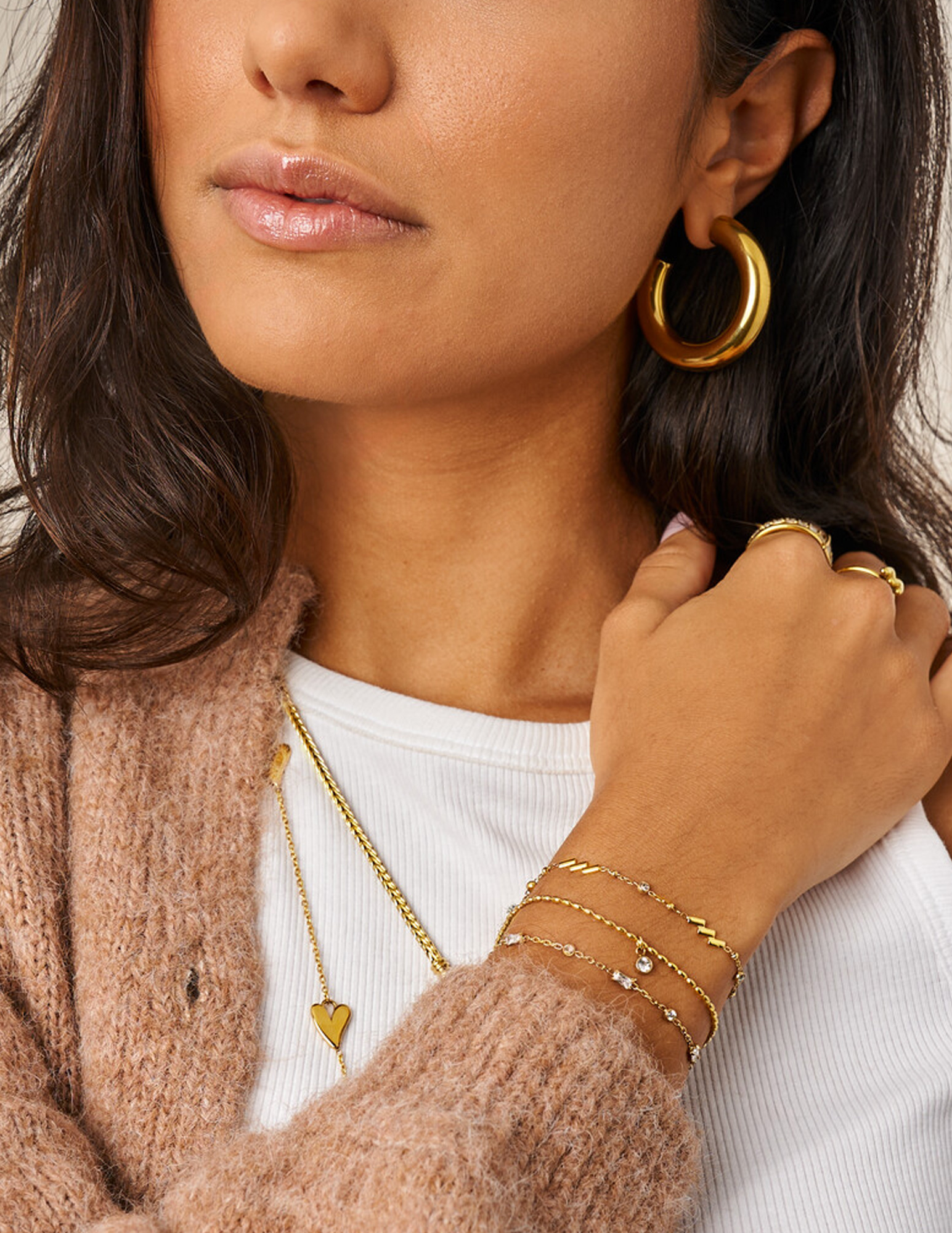 My Jewellery Armband met diagonale strepen en strass MJ14840 Goud