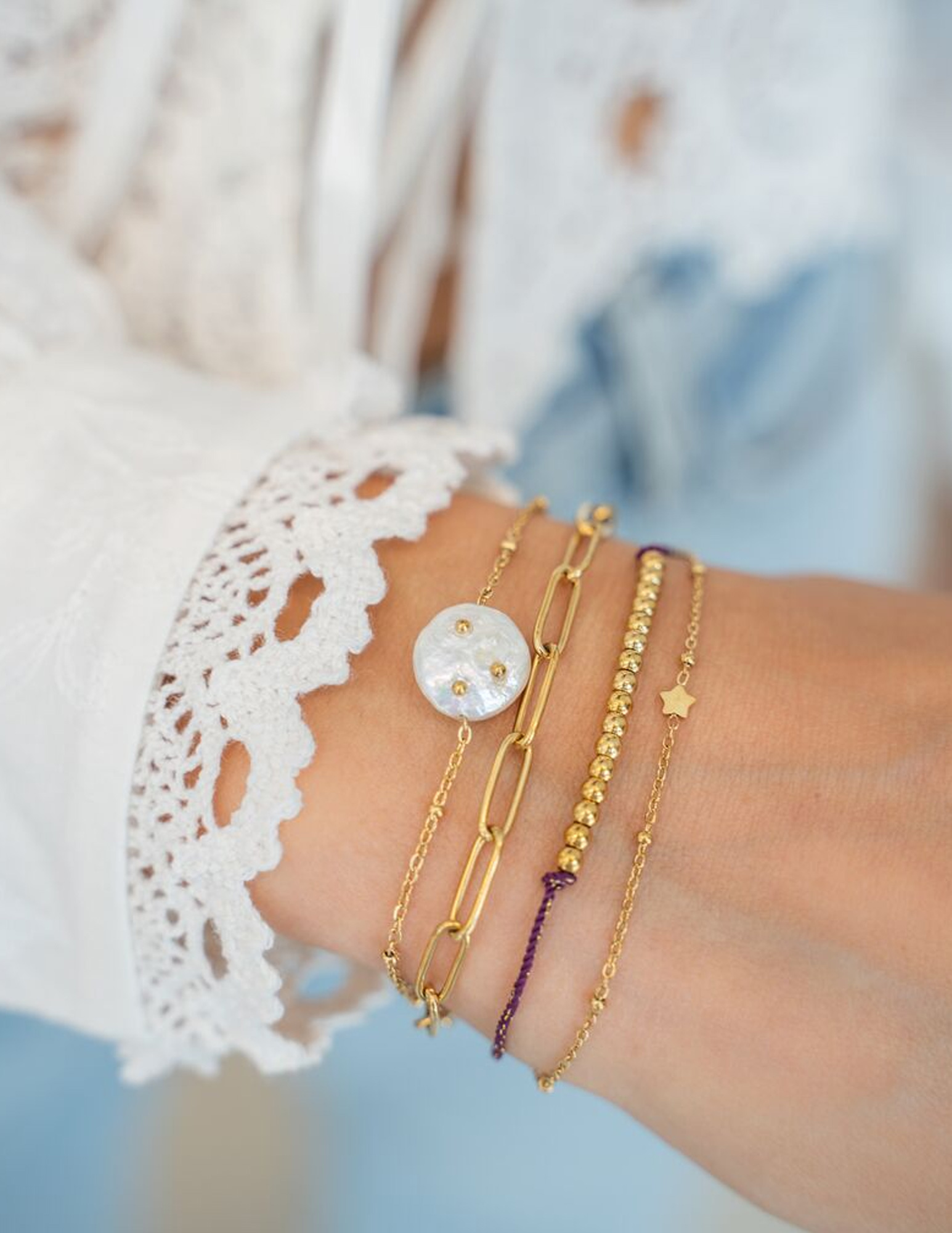 My Jewellery Schakelamrband met parel MJ11053 Zilver