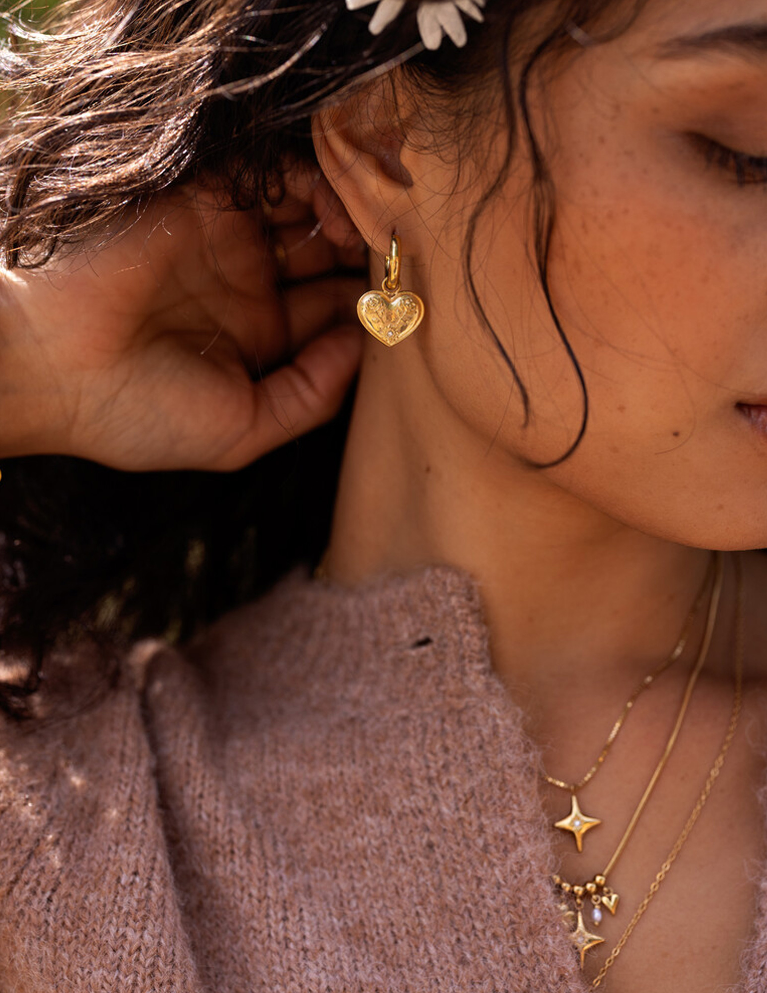 My Jewellery Mystic oorringen met hart en roos MJ14205 Goud