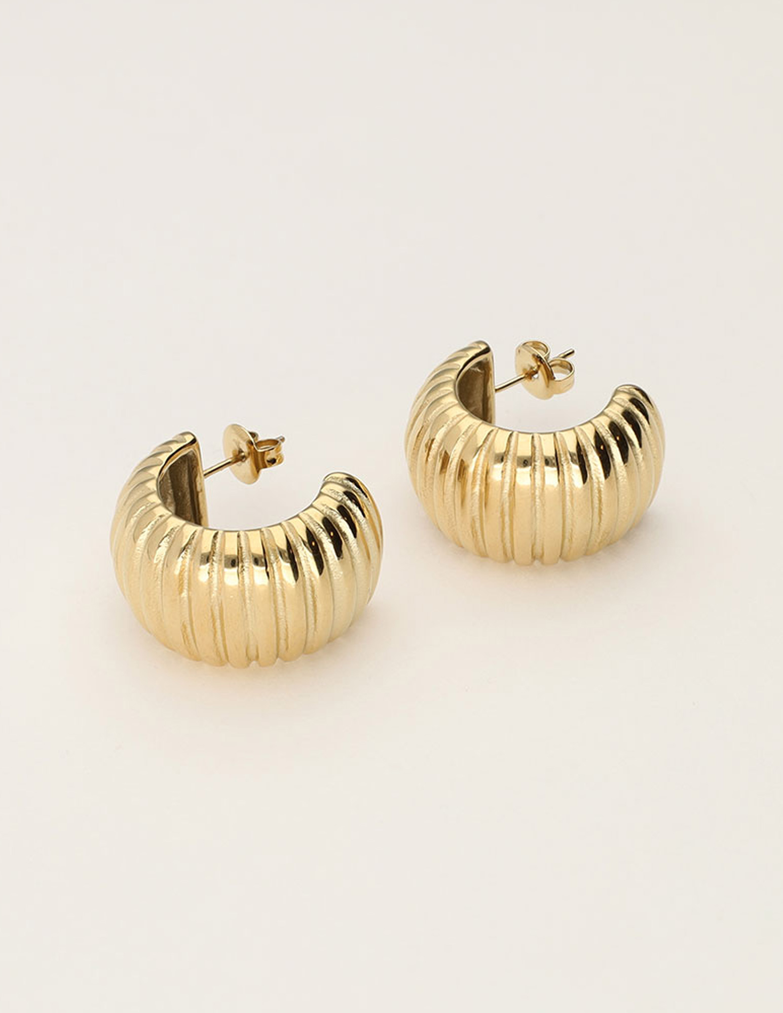 My Jewellery Bold oorringen met ribbel textuur MJ11091 Goud