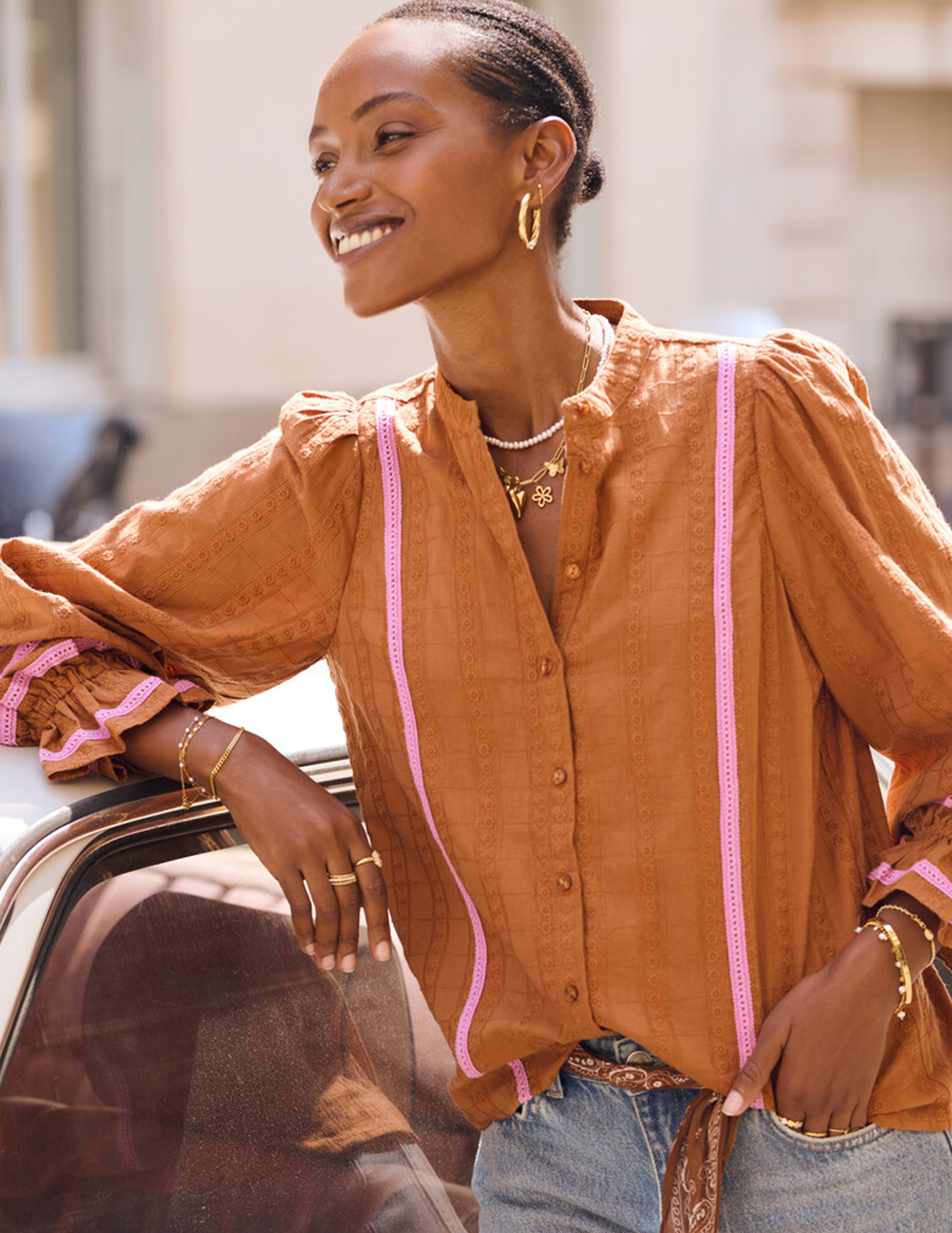 My Jewellery Bruine sjaal met bandana print MJ14510 Bruin