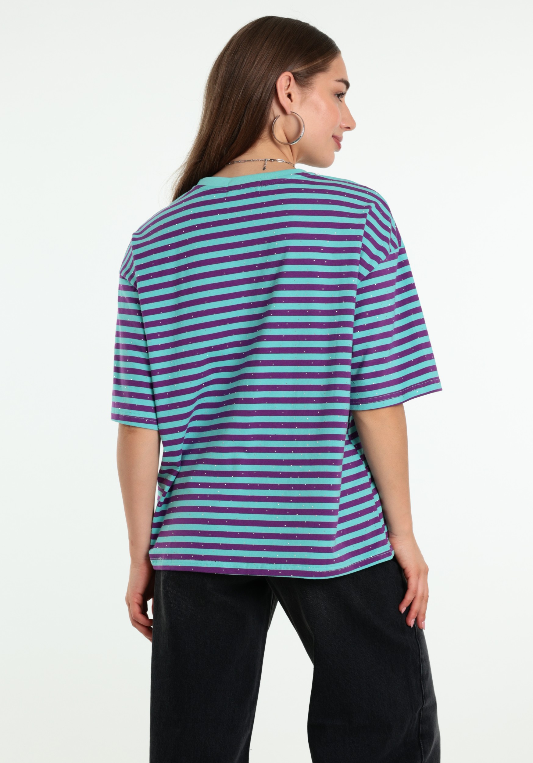BELIEVE T-shirt Gestreept B-9182-TOP Paars