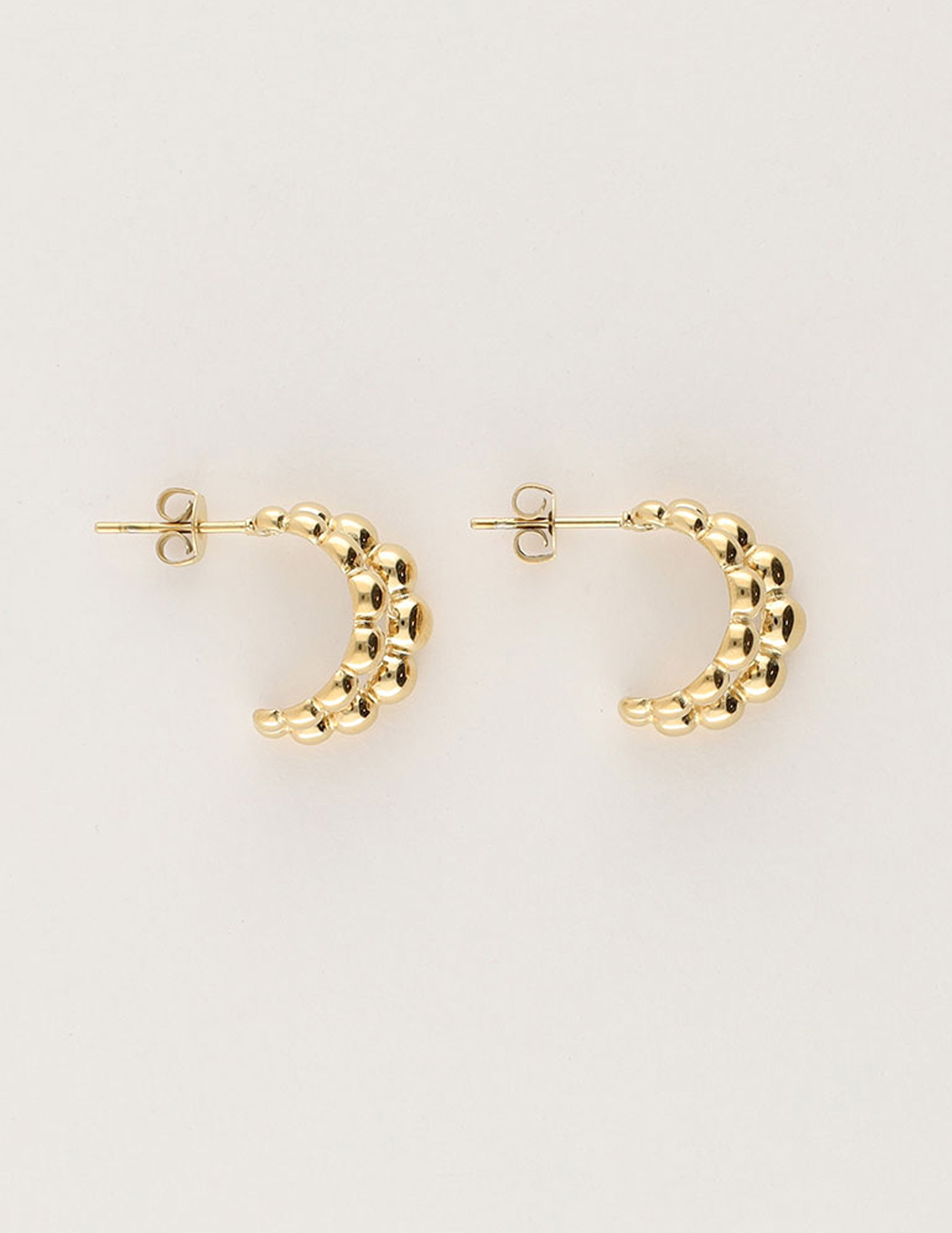 My Jewellery Bold dubbele oorringen met dots MJ11527 Goud