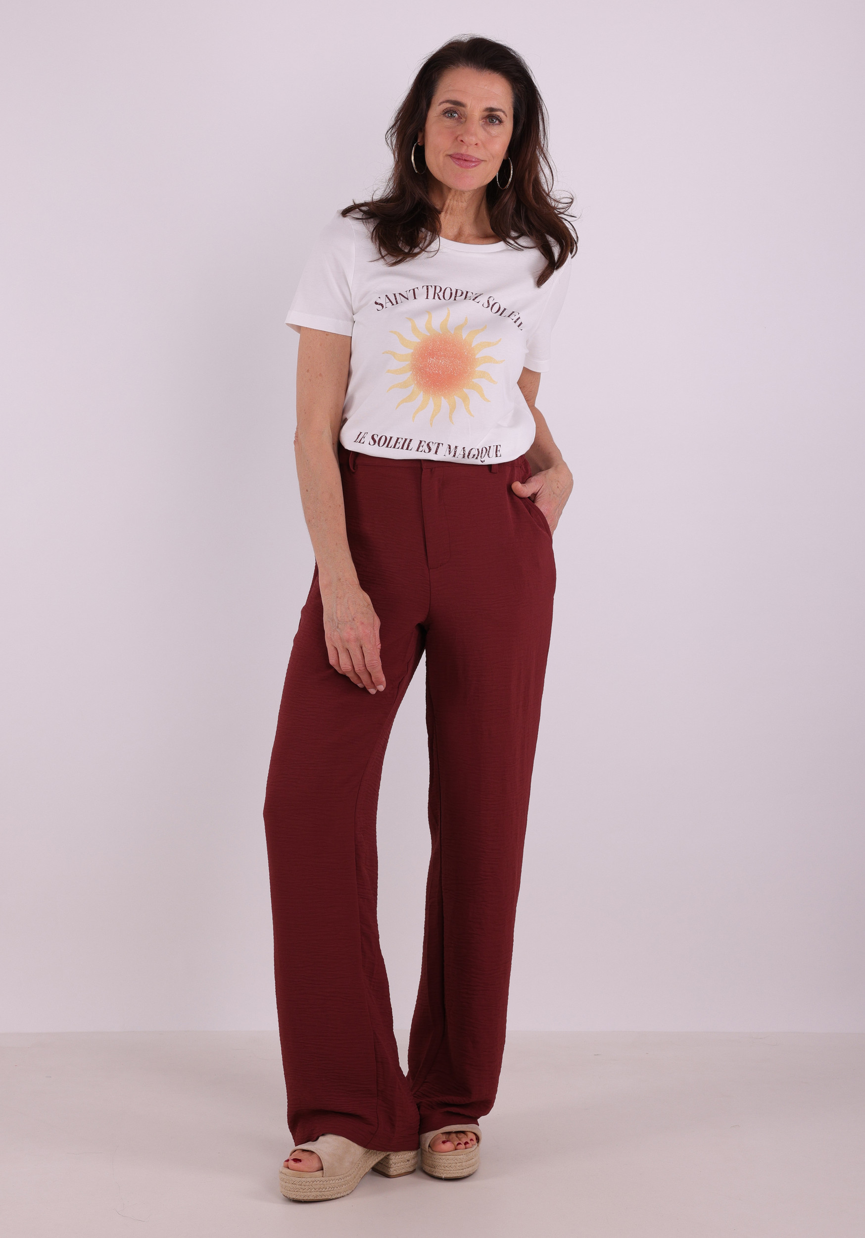 Geisha Broek Crincle 61111-21 Rood