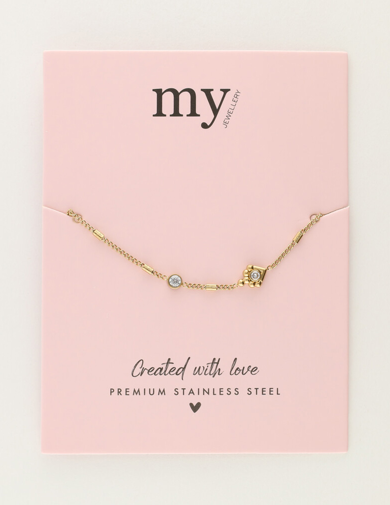 My Jewellery Armband met tubes en strass MJ12064 Goud