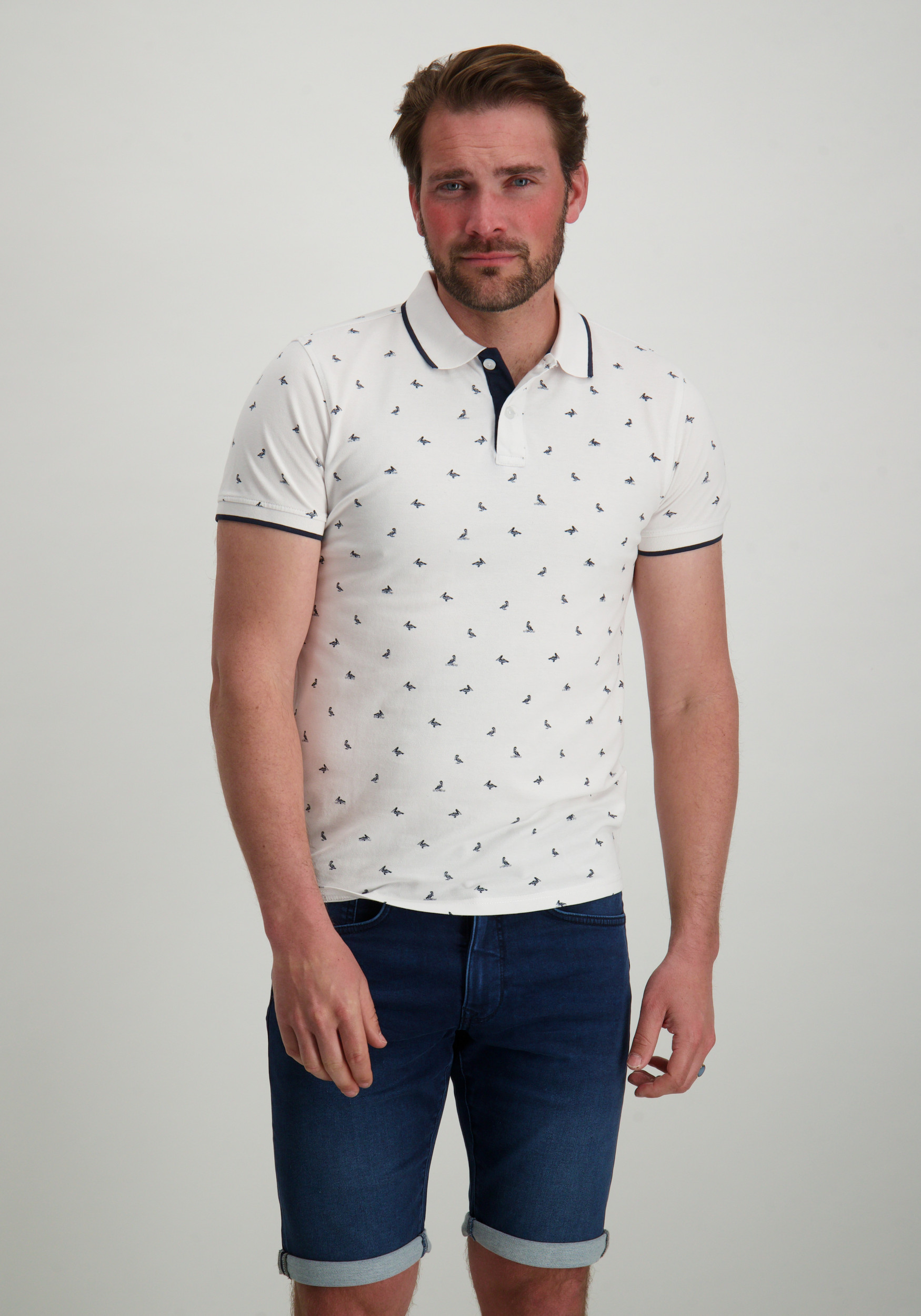 Petrol Polo all-over patroon M-1050-POL106 Wit