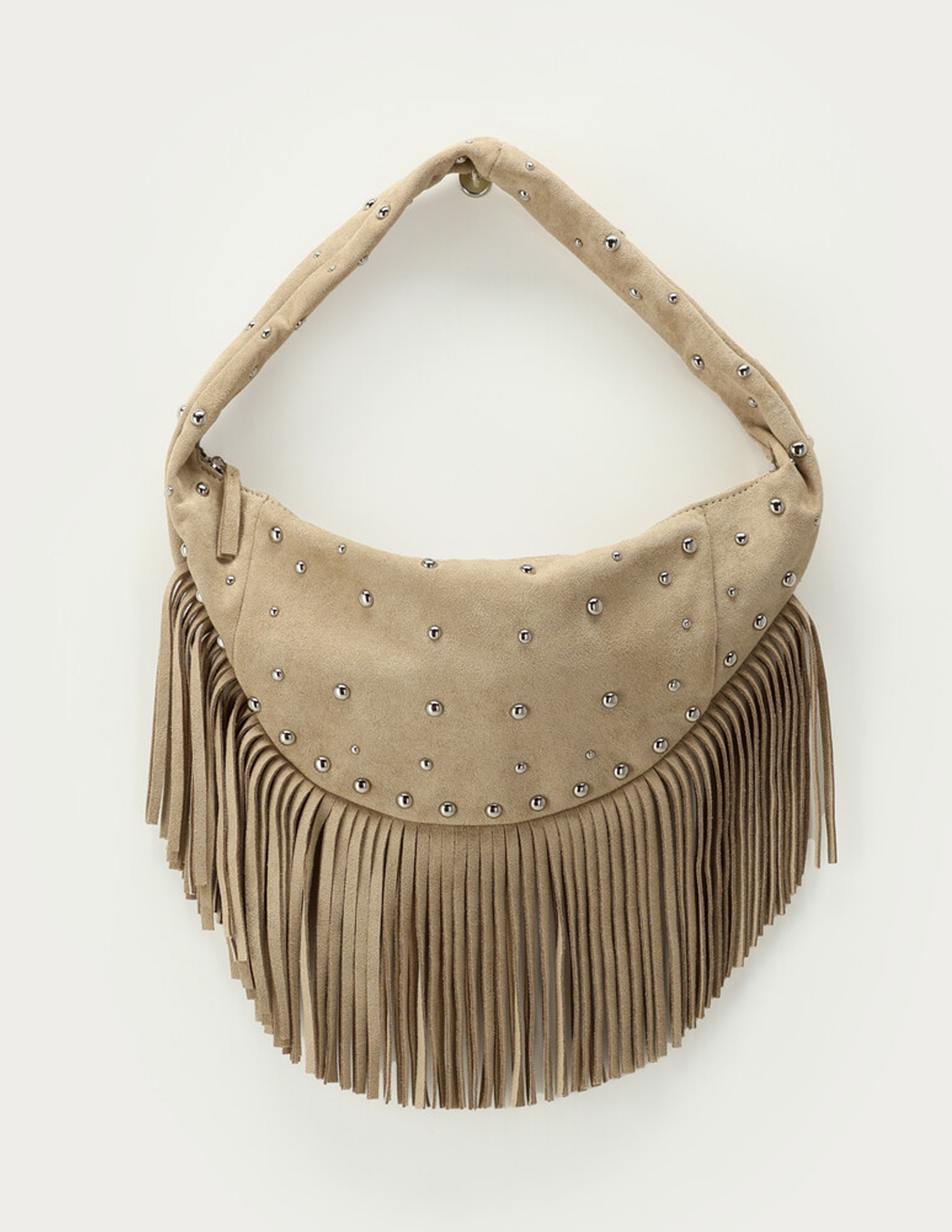 My Jewellery Schoudertas met franjes en studs MJ14197 Beige