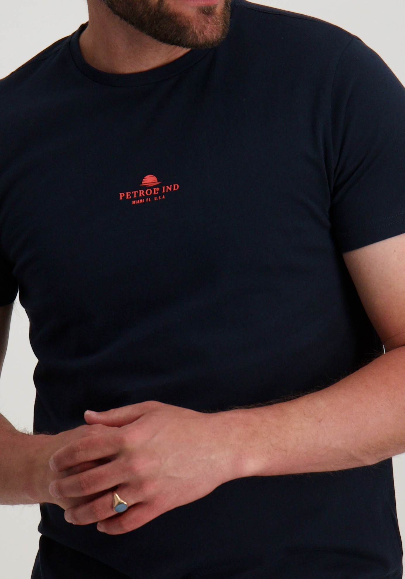 Petrol T-shirt Classic print M-1050-TSR117 Donker blauw