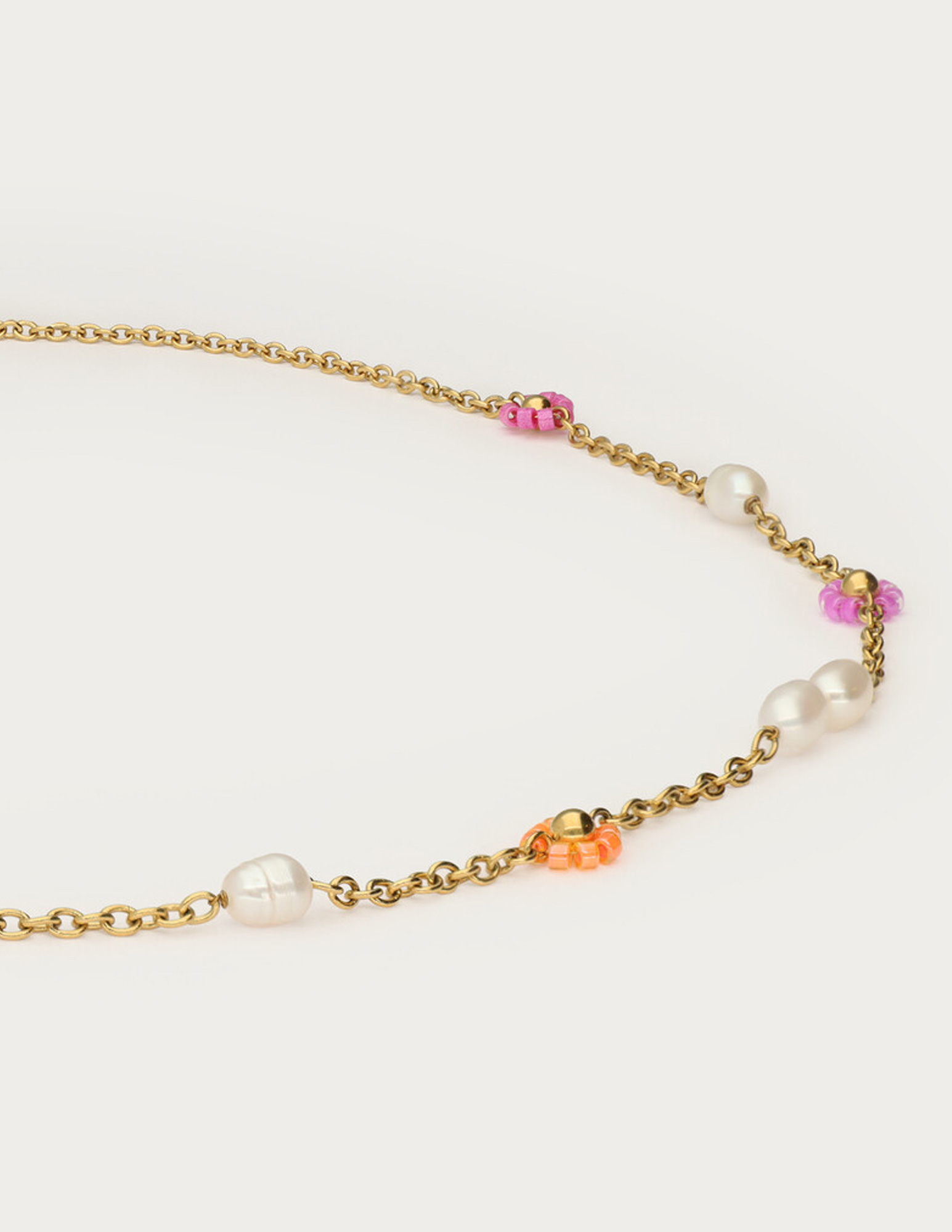 My Jewellery Botanical ketting met bloemen en zoetwaterparels MJ15390 Goud