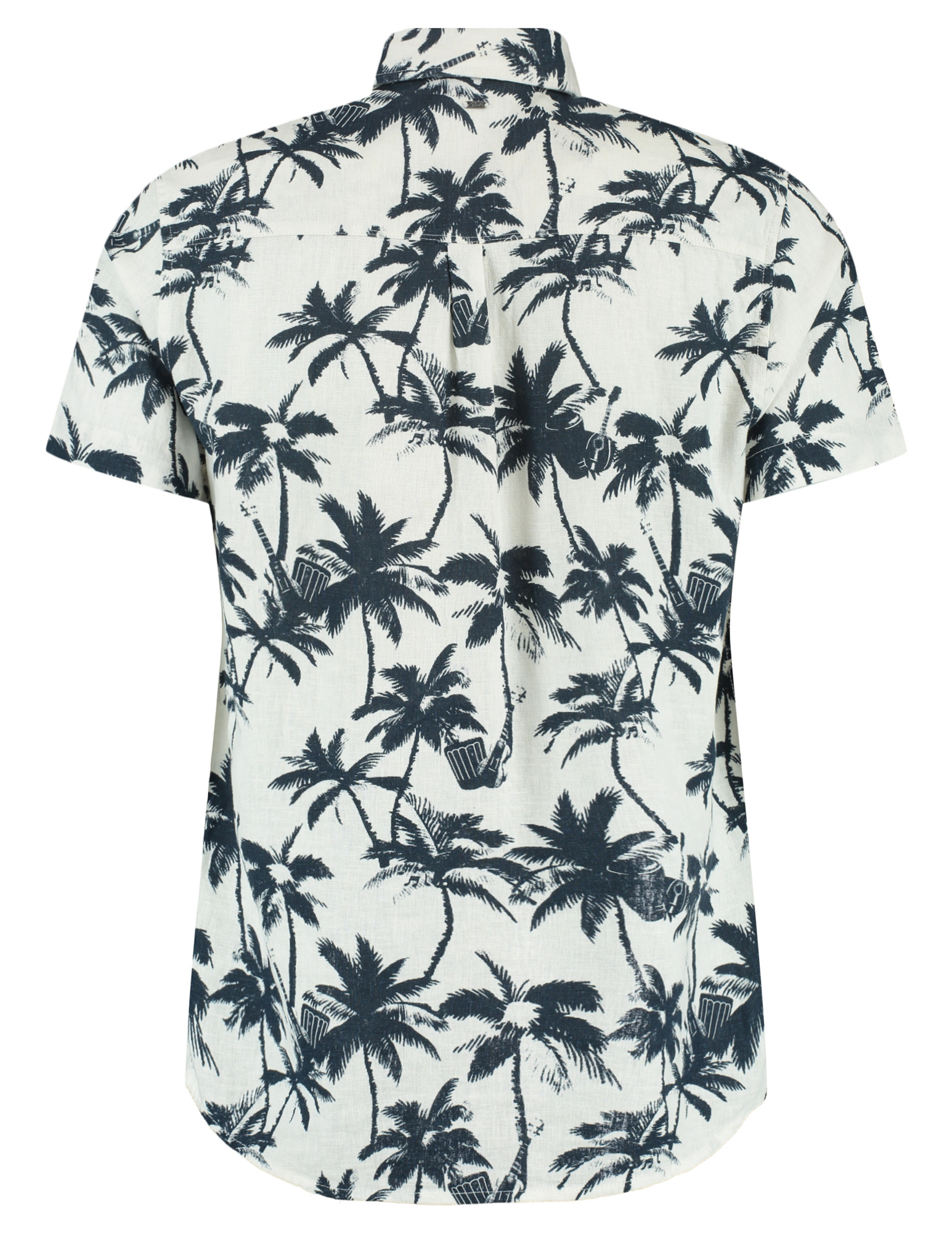 Petrol overhemd all-over print M-1050-SIS438 Donker blauw