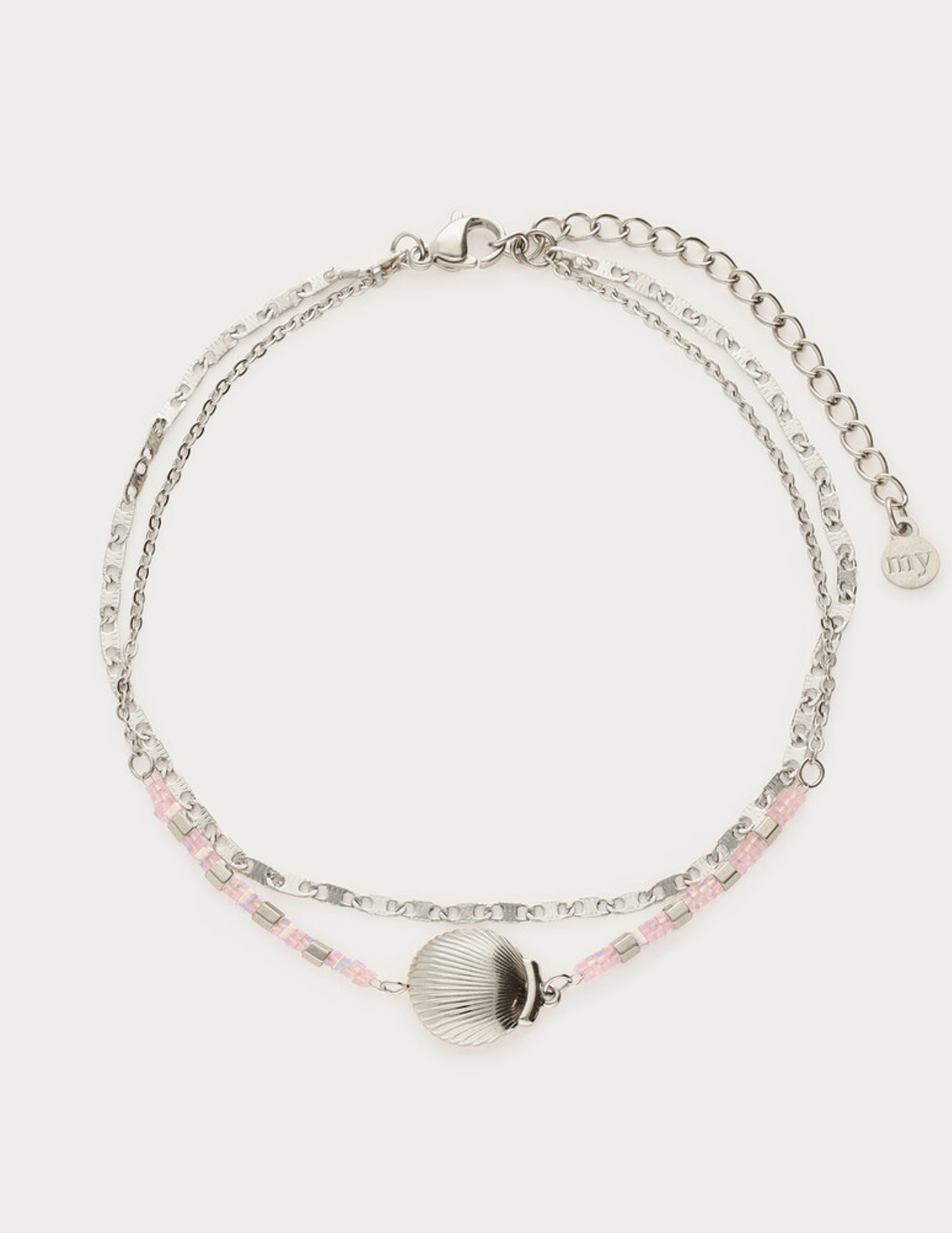 My Jewellery Dubbel enkelbandje met schelp MJ12914 Zilver
