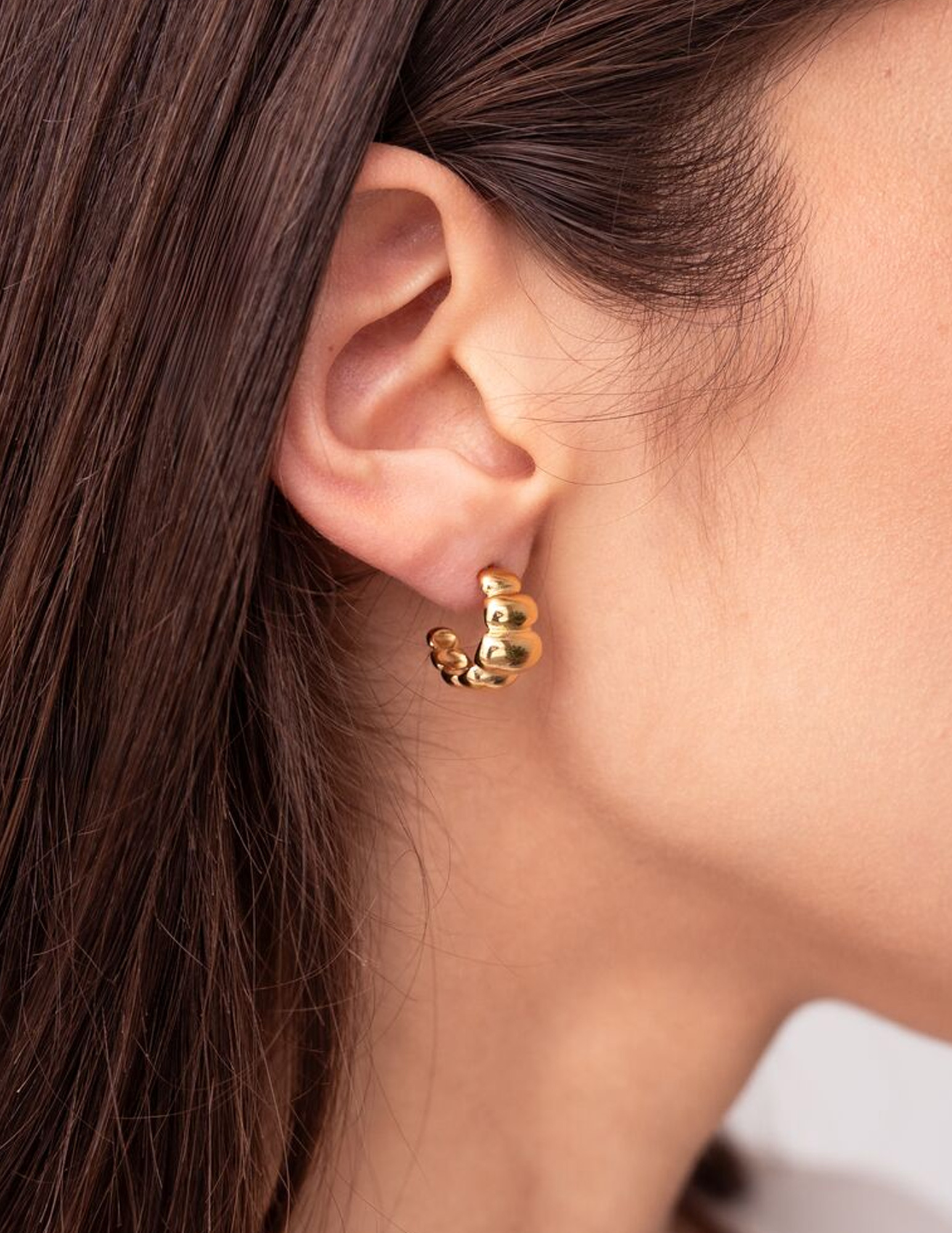 My Jewellery Bold oorringen met gestreepte bubbel MJ11526 Goud