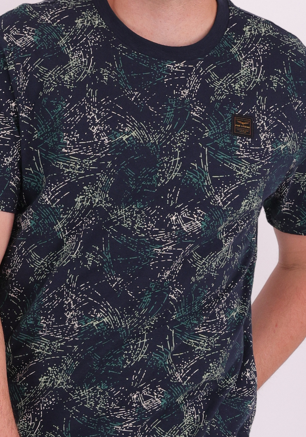 PME Legend T-shirt print  PTSS2604588 Donker blauw
