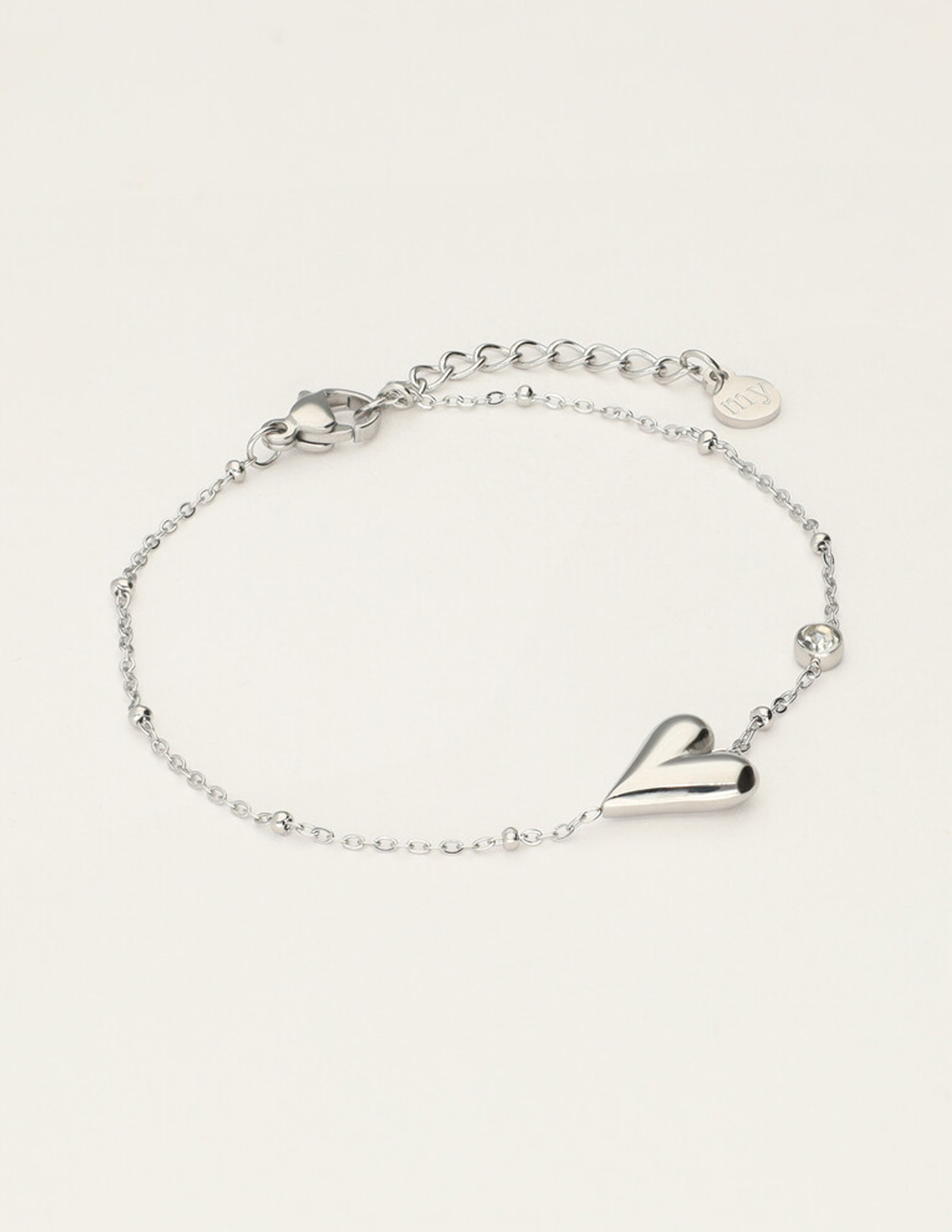My Jewellery Armband met hart en strass MJ12072 Zilver