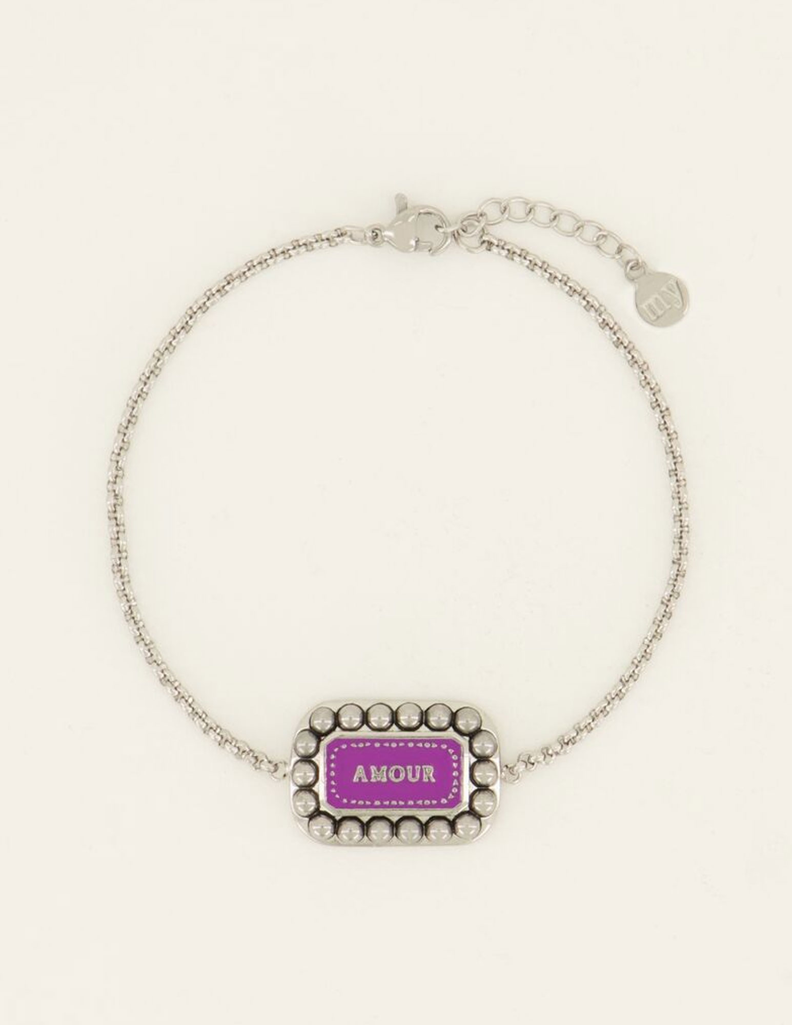 My Jewellery Armband Bold Spirit Paarse Amour bedel MJ07825 Zilver
