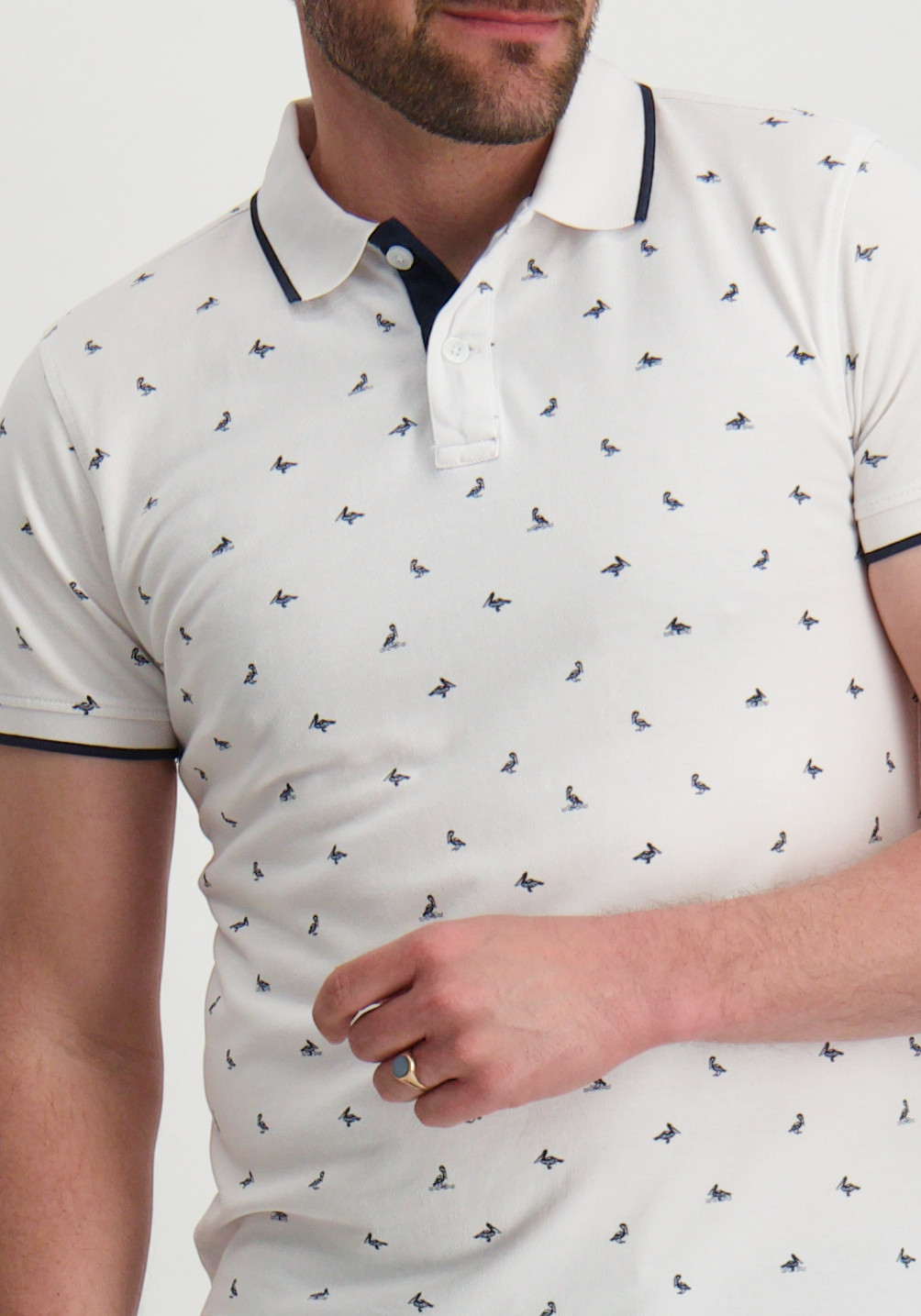 Petrol Polo all-over patroon M-1050-POL106 Wit